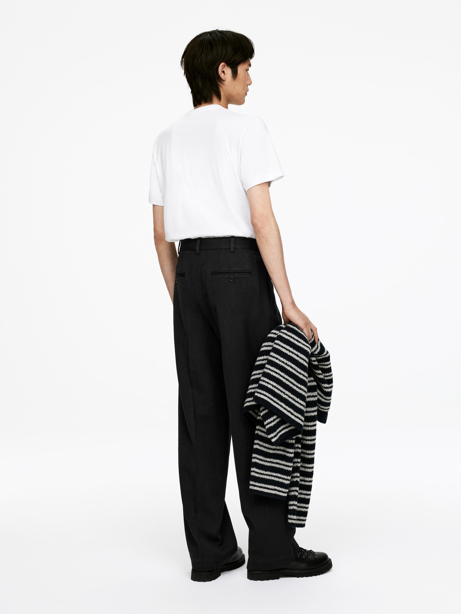 Pantalon ample en laine - Gris foncé/Bleu foncé - 3