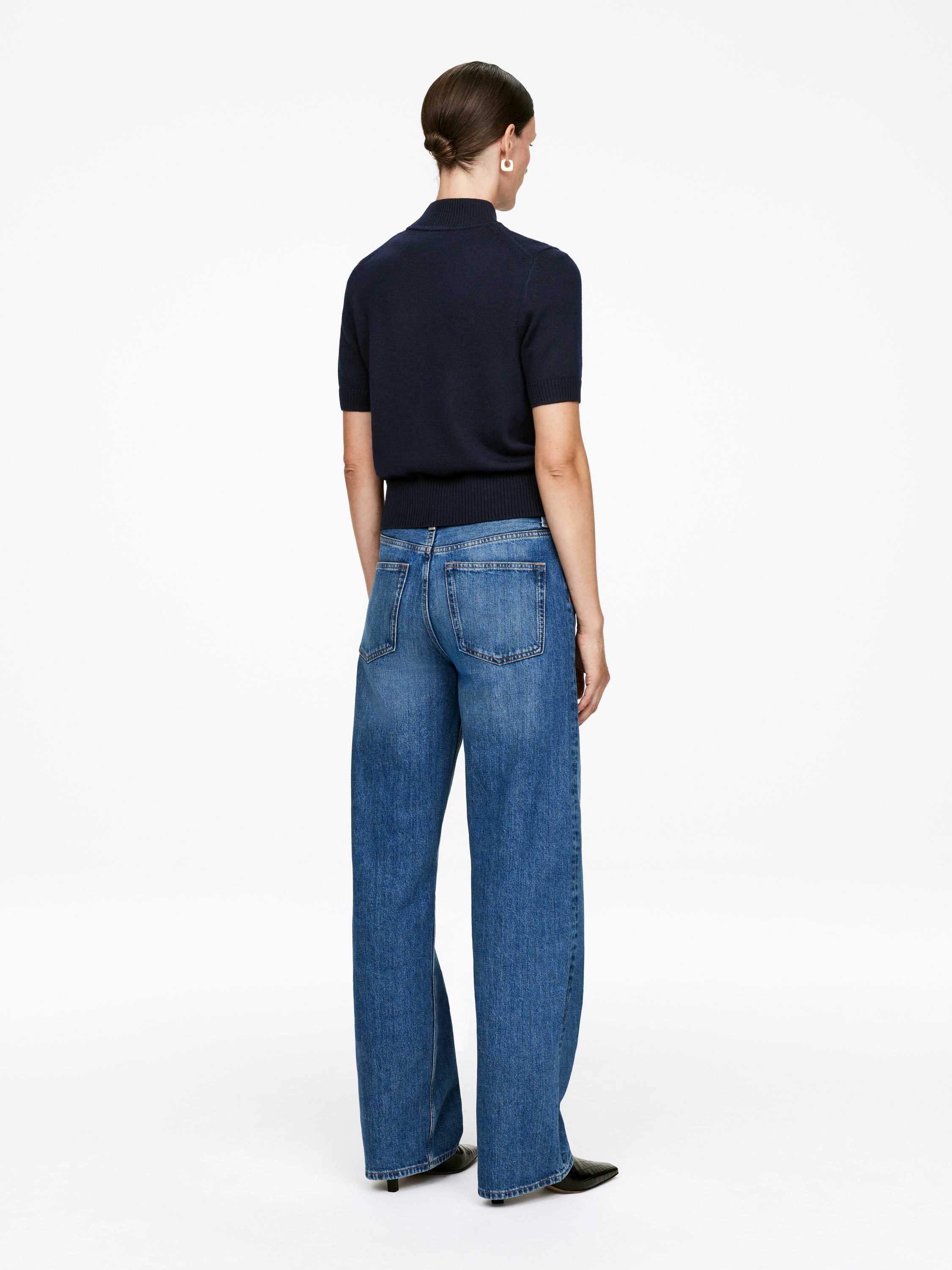 Short-Sleeve Merino Jumper - Dark Blue - Regular fit - Women - StillMedia/Lookbook - 3