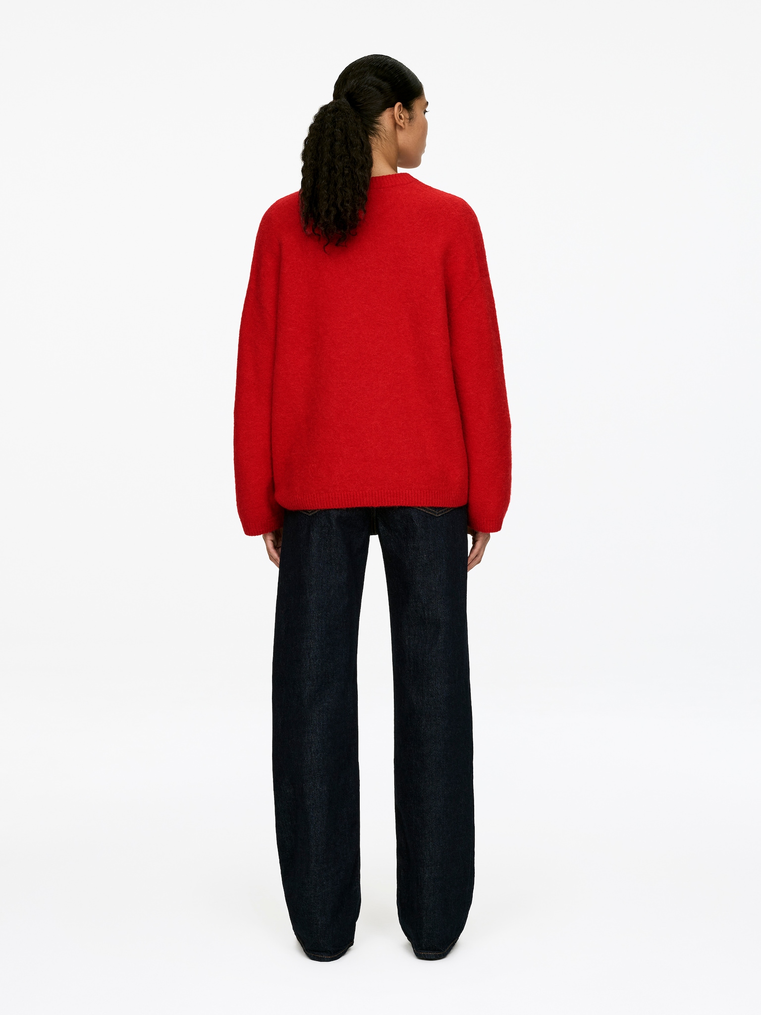 Pull en mélange de laine et d'alpaga - Rouge/Bordeaux foncé/Noir/Blanc cassé/Beige/Rouge-orangé - 4