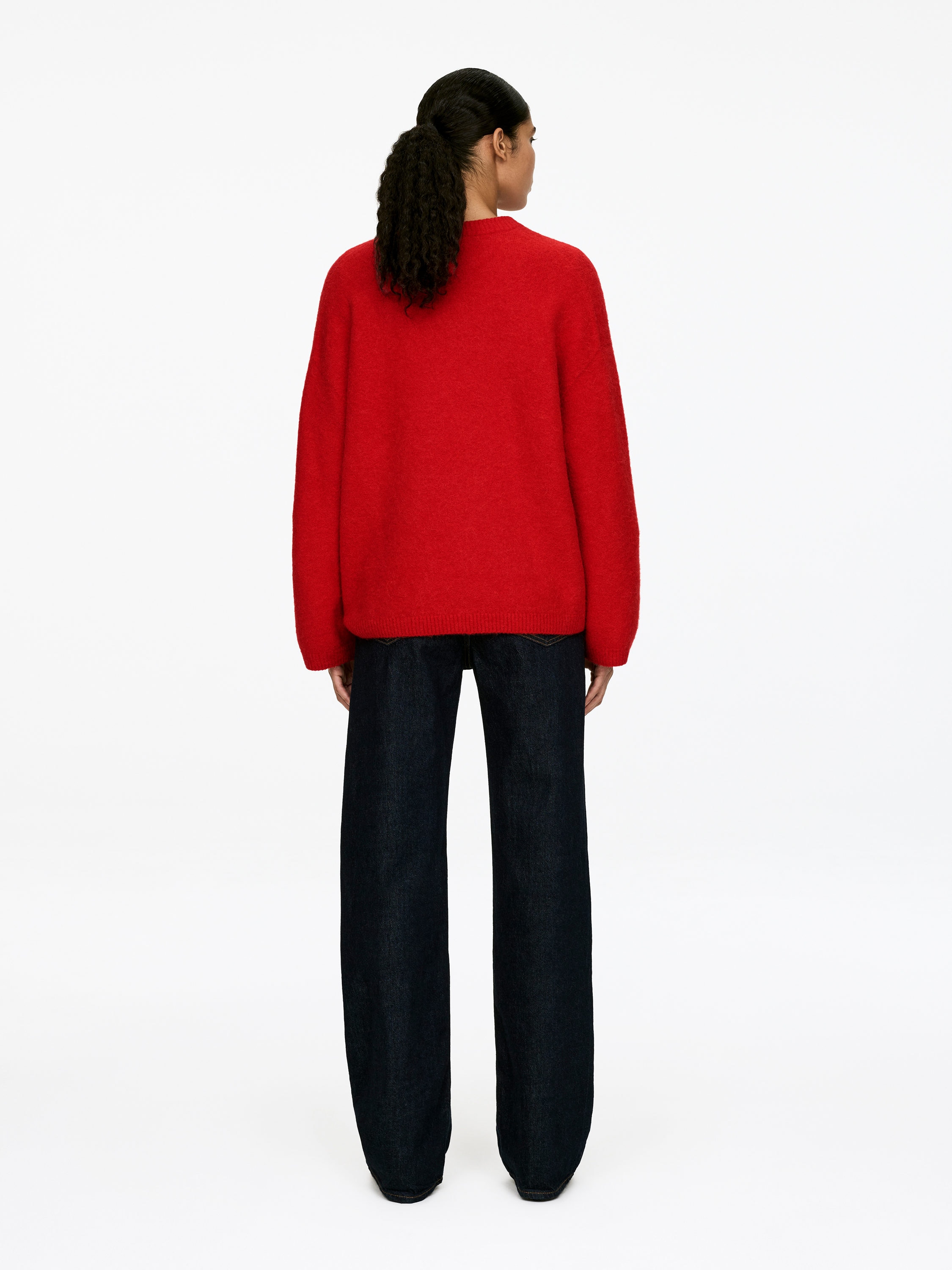 Alpaca-Wool Blend Jumper - Red - Oversized - Women - StillMedia/Lookbook - 3
