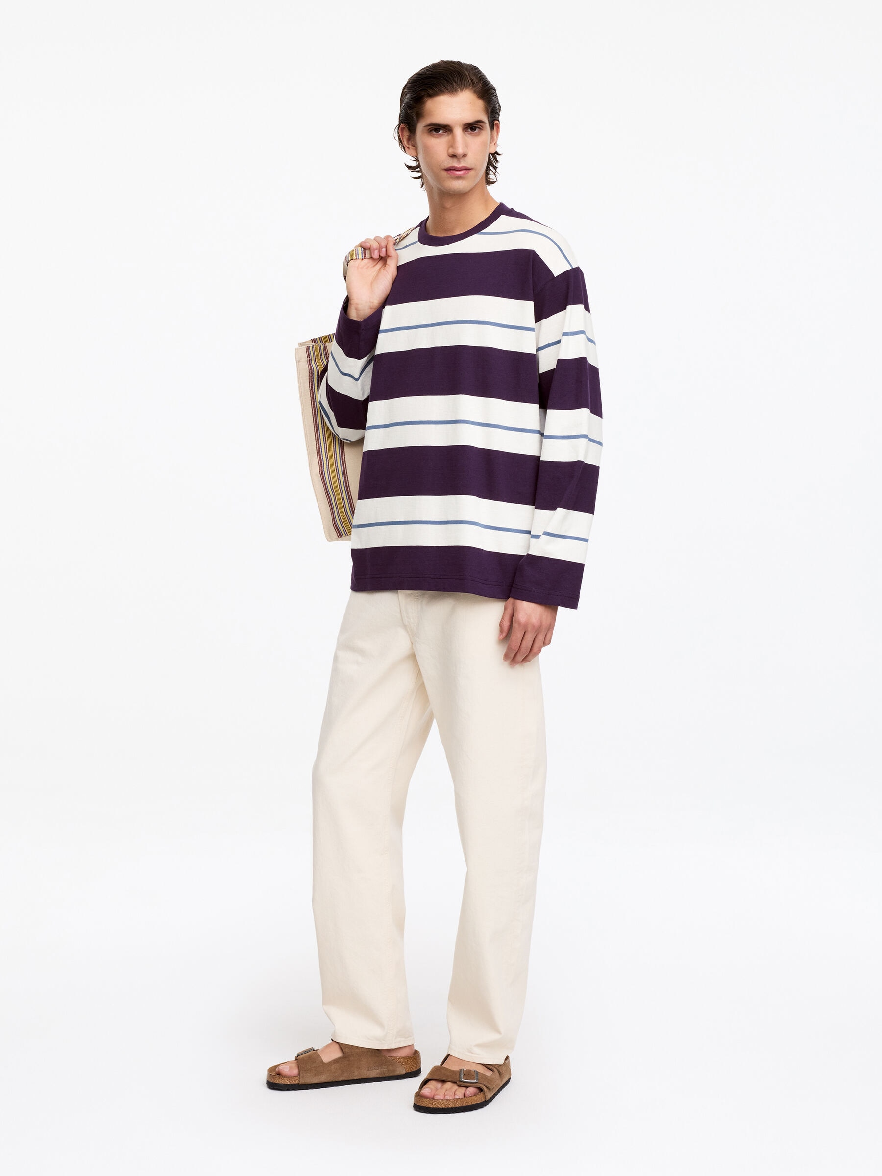 Relaxed Long-Sleeve T-Shirt - Purple/Off White - Relaxed fit - Men - StillMedia/Lookbook - 4