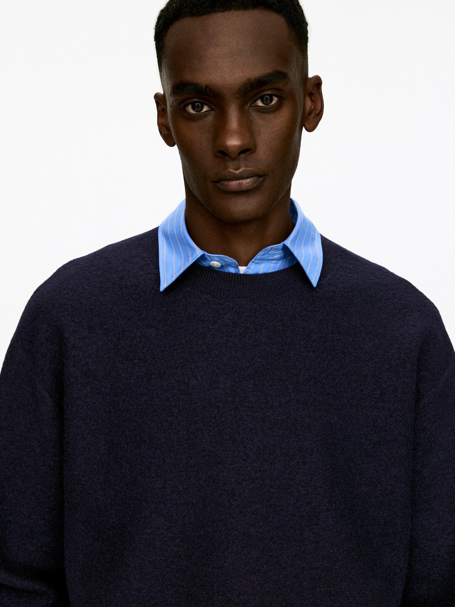 Pull en laine bouillie - Bleu foncé/Noir - 6