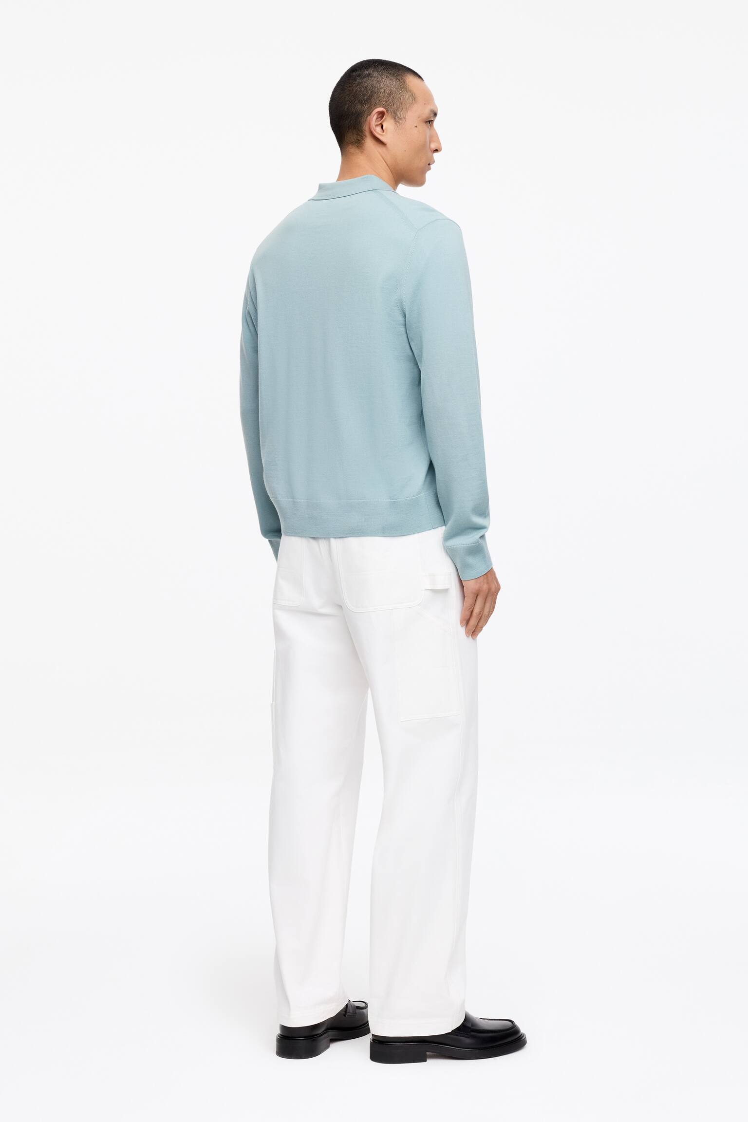 Merino polo sveter - Svetlomodrá/Tmavomodrá/Tmavozelená/Tmavohnedá/Sivý melír - 5