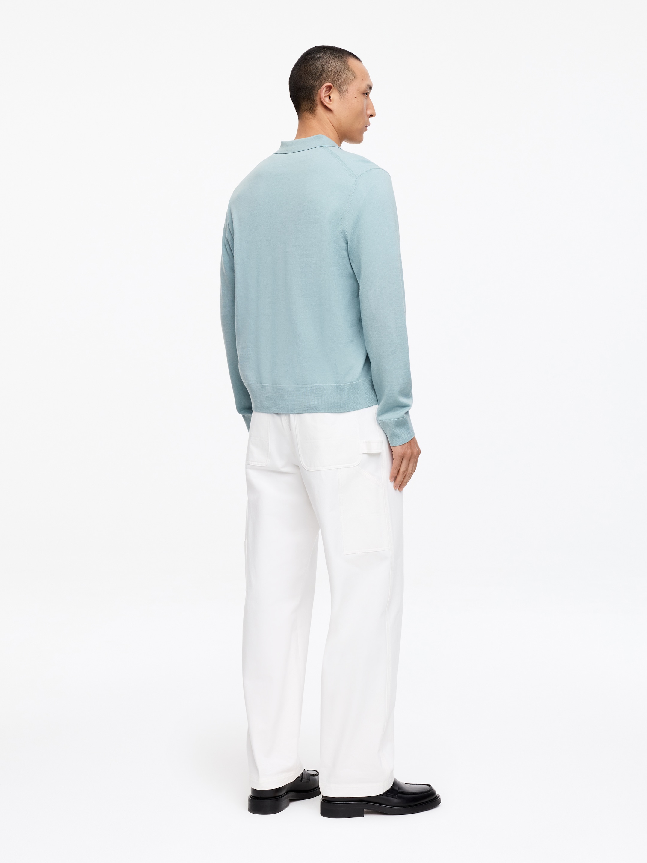 Polo en laine mérinos - Bleu ciel - Regular fit - Homme - StillMedia/Lookbook - 5