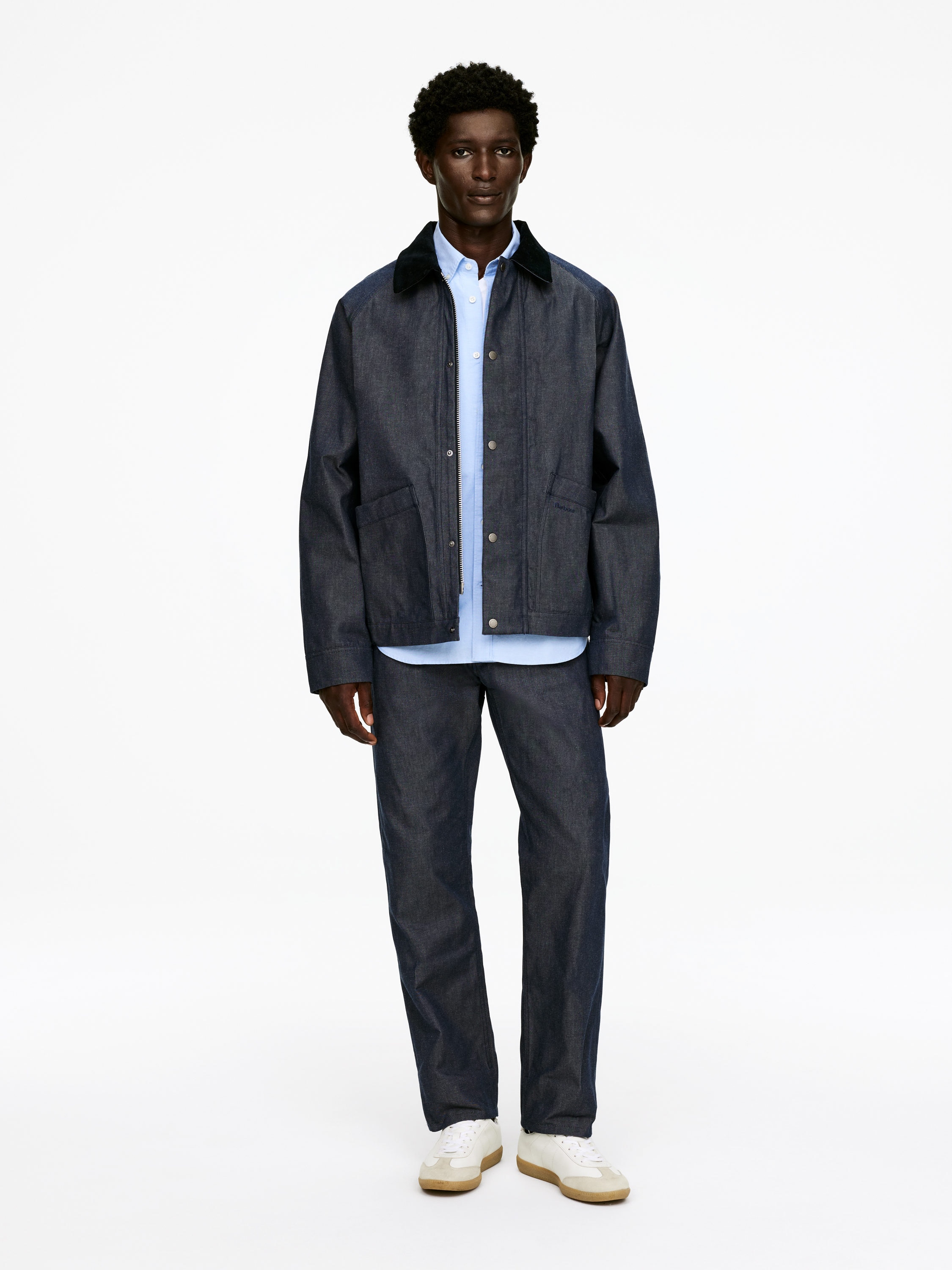 ARKET and Barbour Dry-Waxed Loose Straight Jeans-#4C5A71-17263