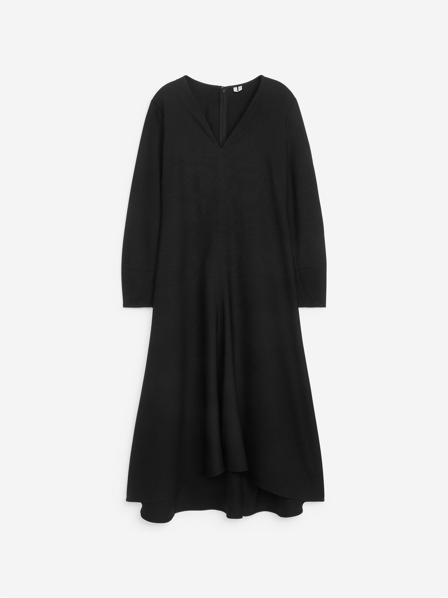 Vestido midi en mezcla de lana con vuelo - Negro - Corte estándar - Women - StillMedia/DescriptiveStillLife - 1