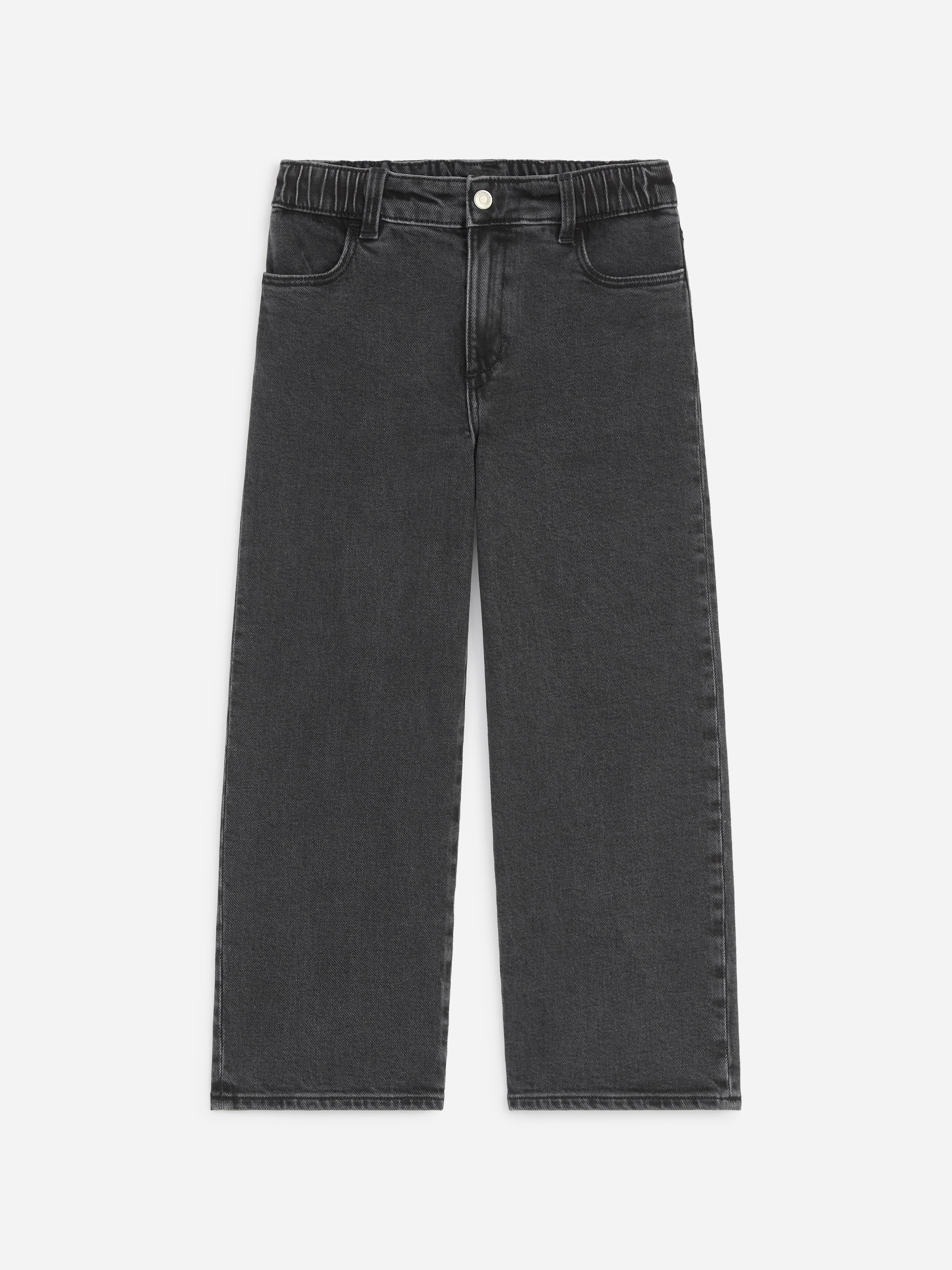 Wide Denim Trousers-Black-20149