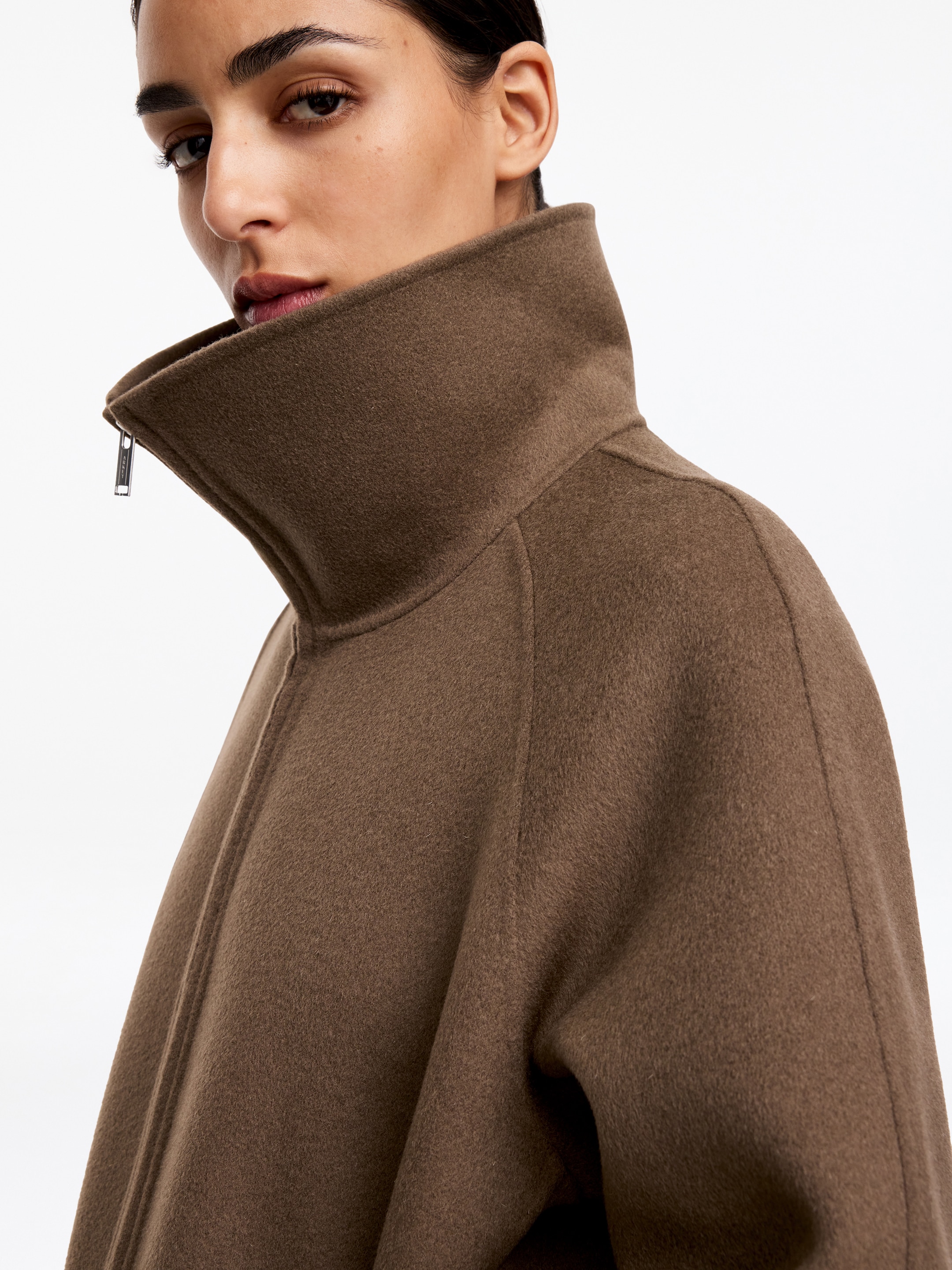 Veste en laine mélangée double face - Taupe foncé - Relaxed fit - Femme - StillMedia/Lookbook - 4