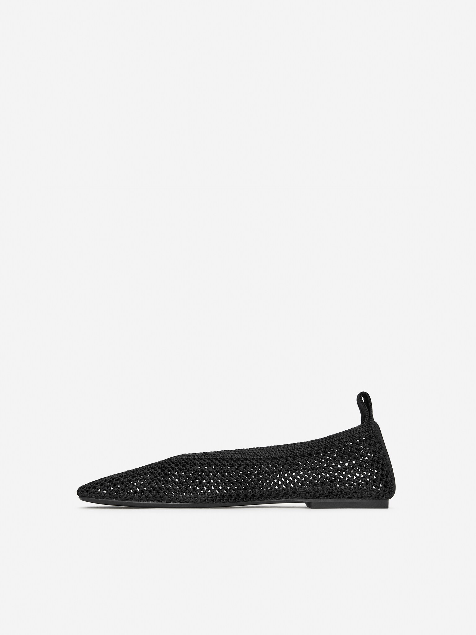 Stickade ballerinaskor - Svart/Off-white/Roströd - 2