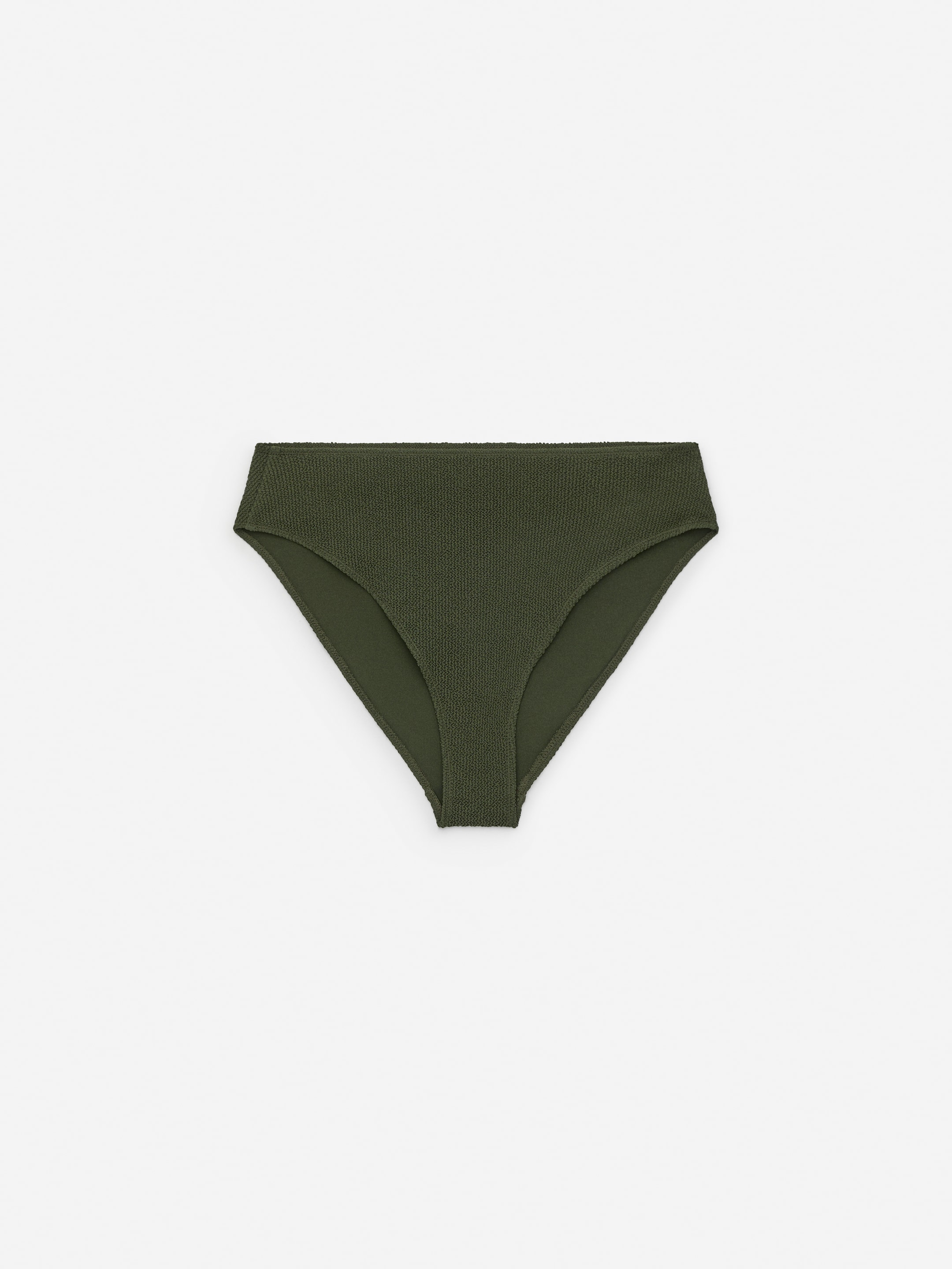 Mid Waist Crinkle Bikini Bottom-#45463B-14855