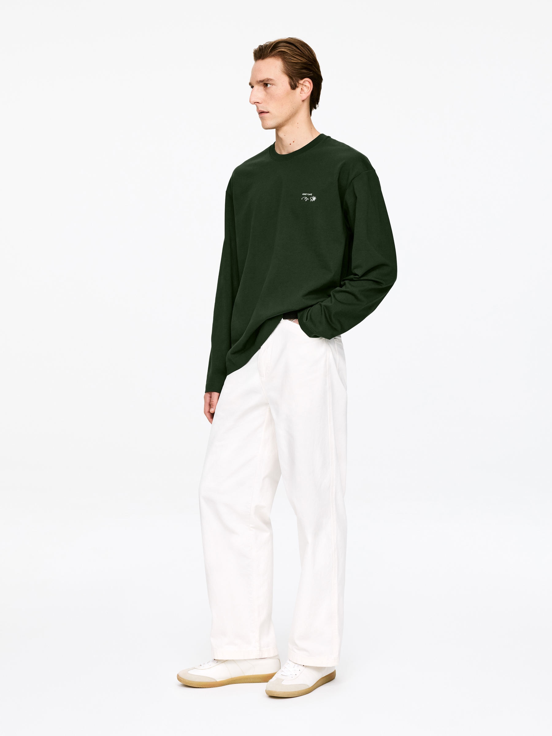 T-shirt à manches longues ARKET CAFÉ - Vert foncé - Loose fit - Café - StillMedia/Lookbook - 1