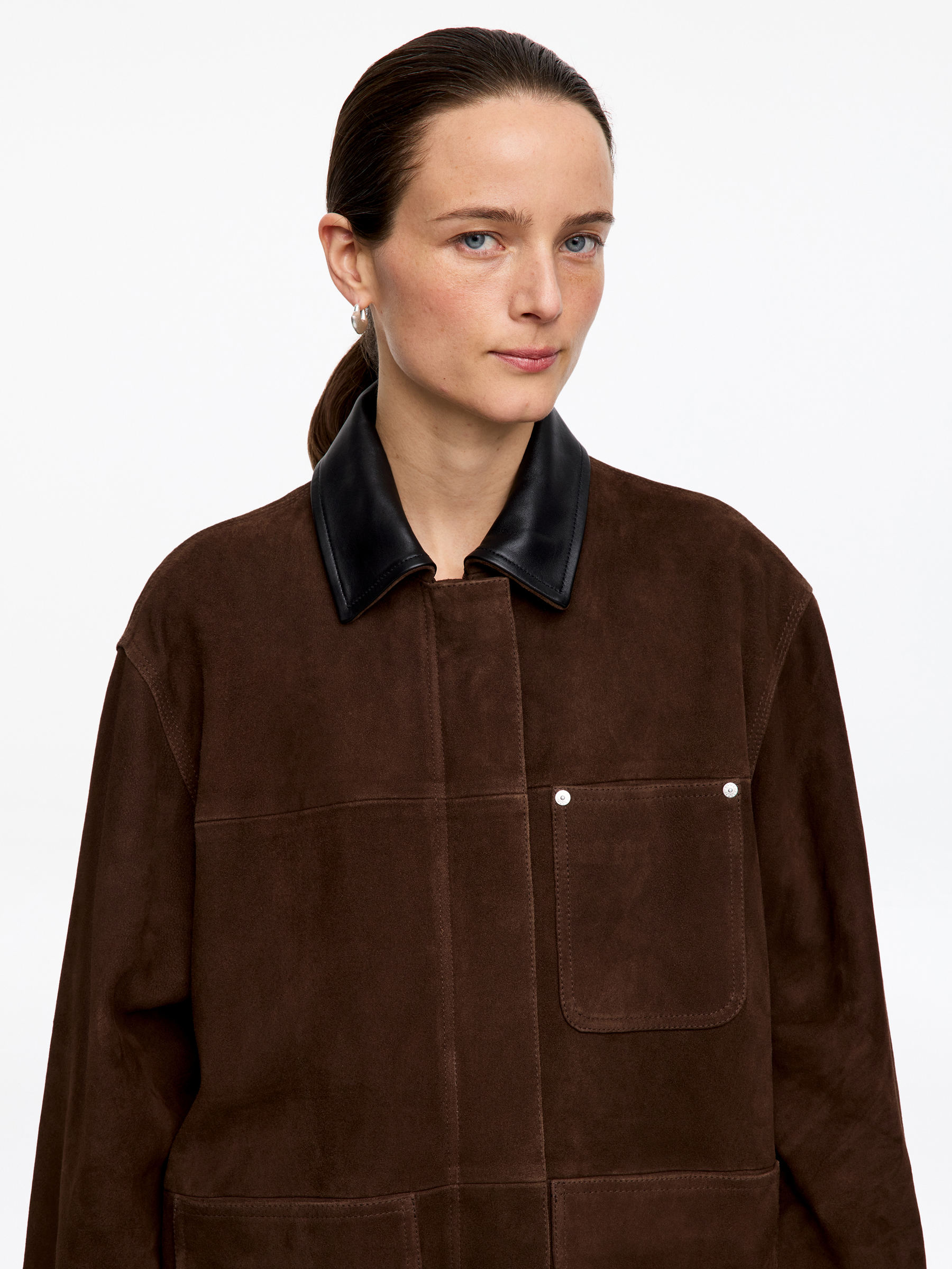 Giacca in pelle scamosciata - Marrone scuro - Oversize - Women - StillMedia/Lookbook - 8