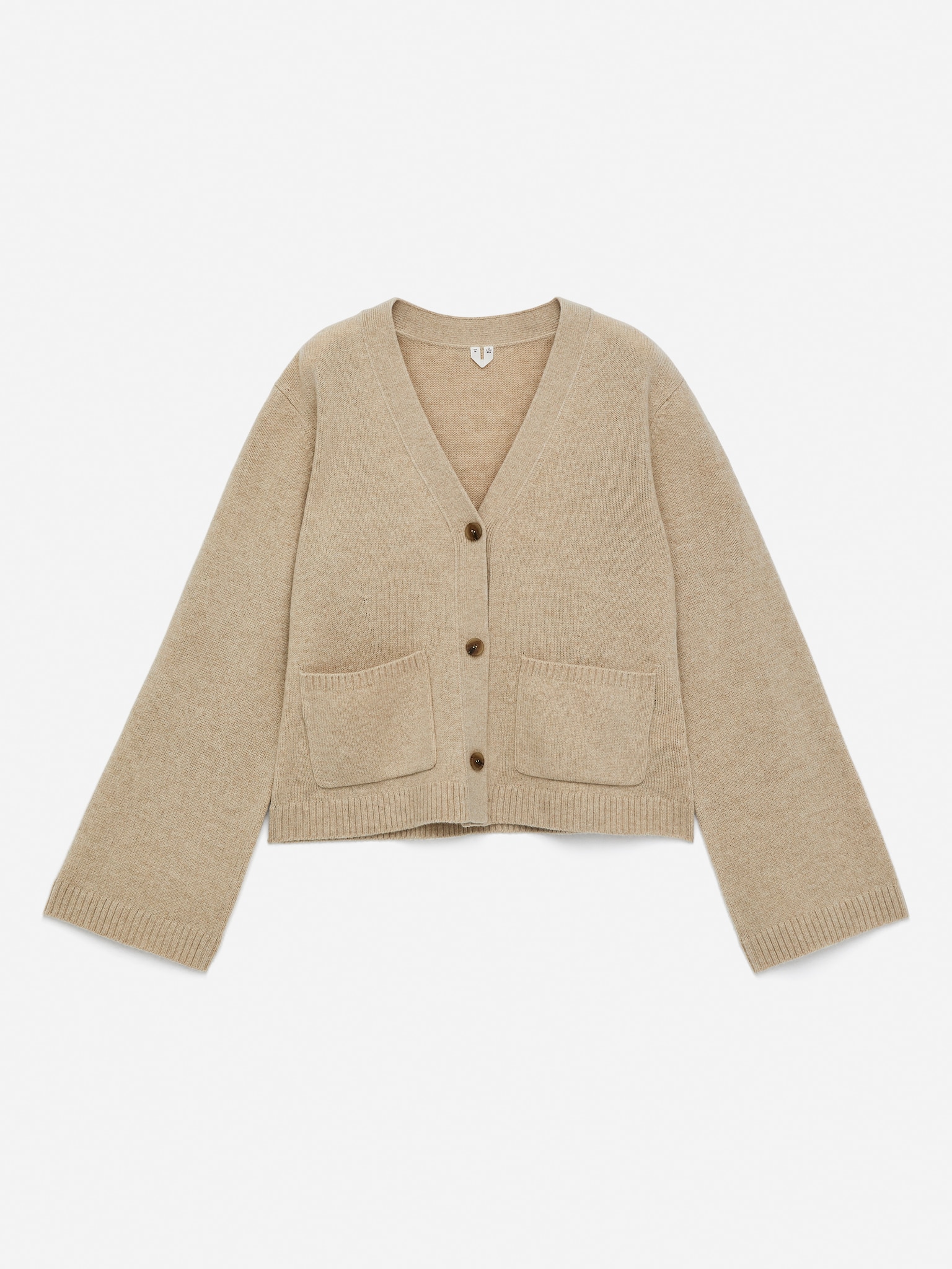 Wool Cardigan - Beige/Black - 2