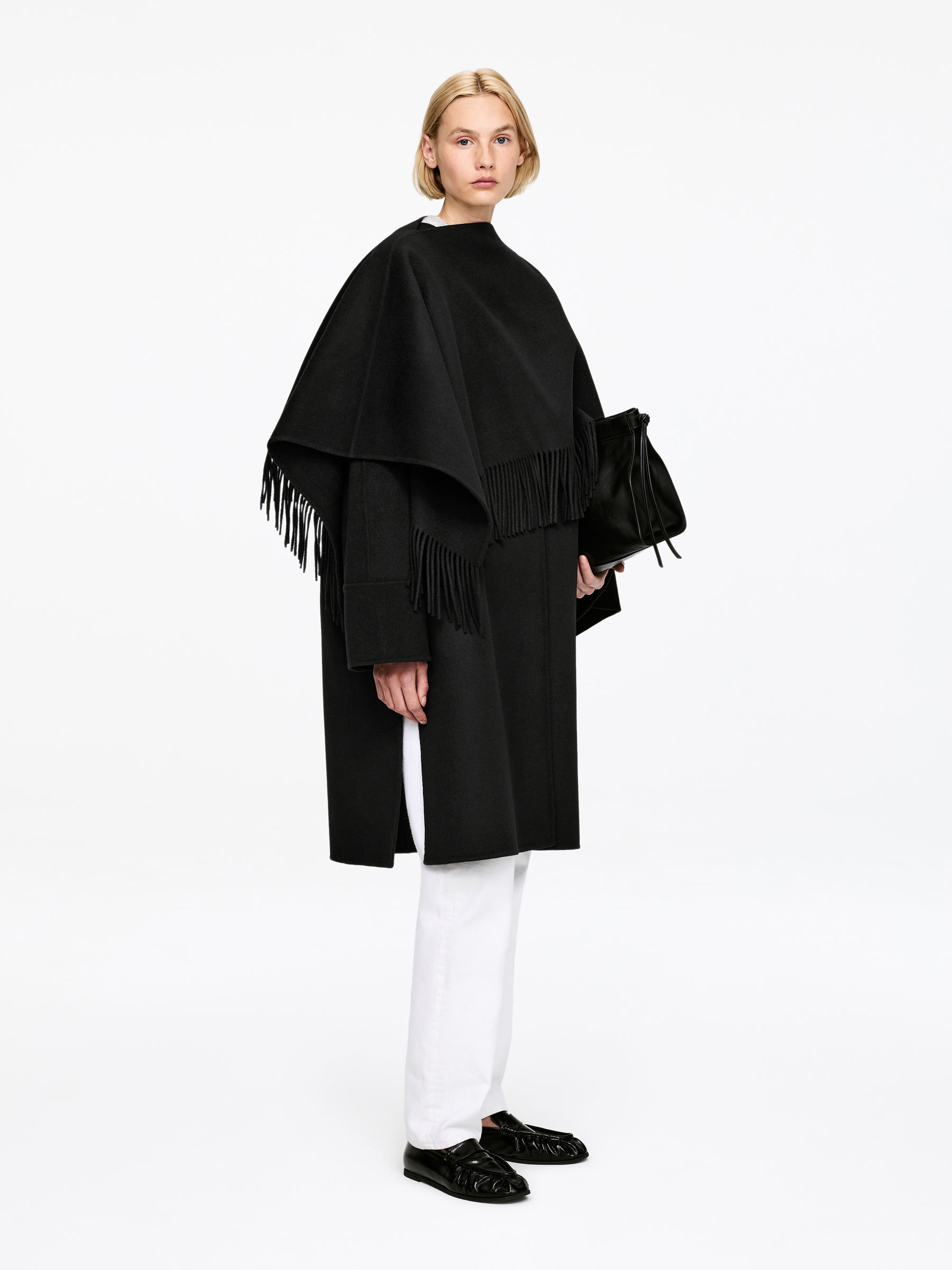 Manteau cape en laine mélangée doublée - Noir - Regular fit - Femme - StillMedia/Lookbook - 6