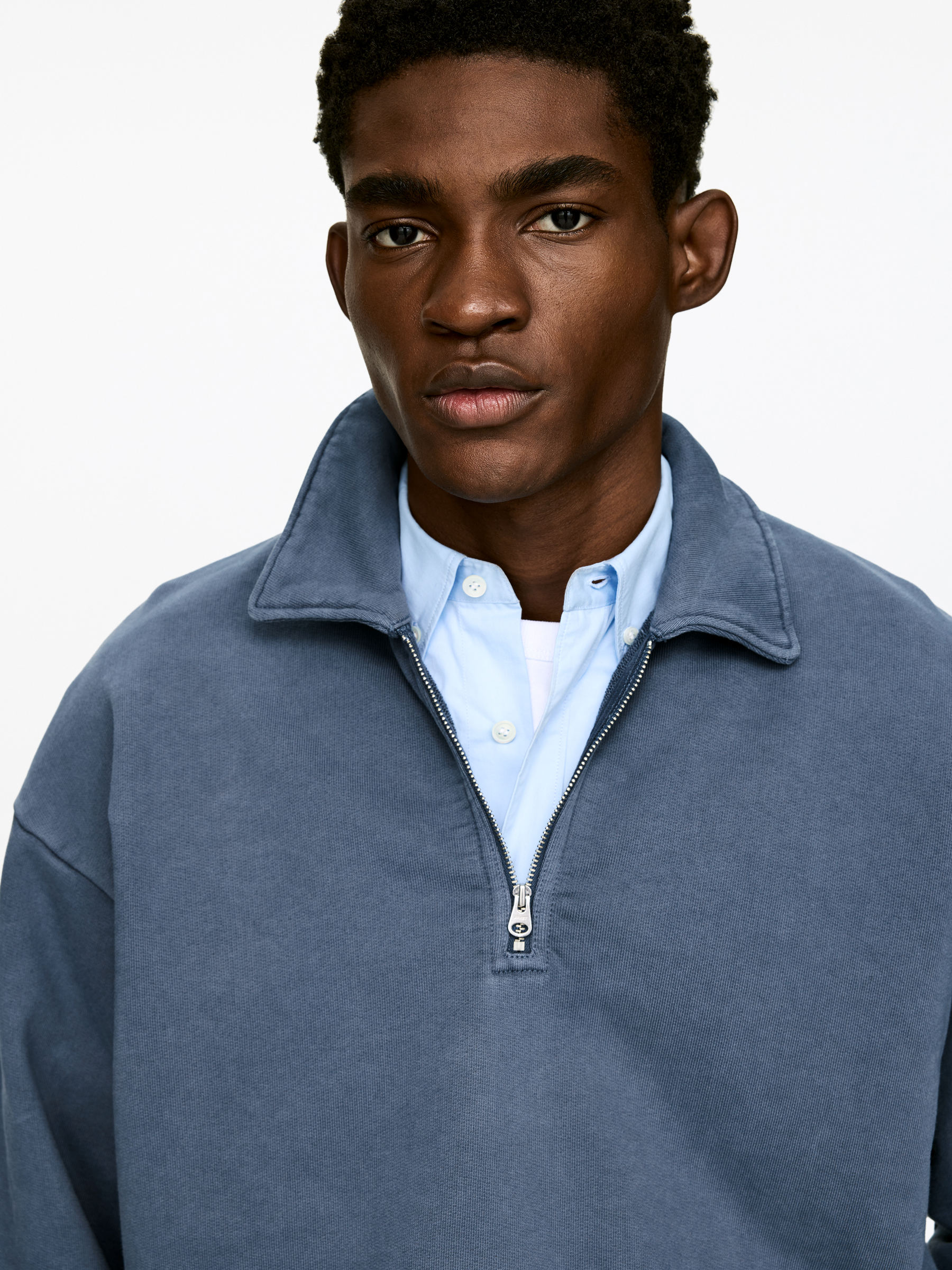 Half Zip Polo Shirt - Faded Blue - Regular fit - Men - StillMedia/Lookbook - 3