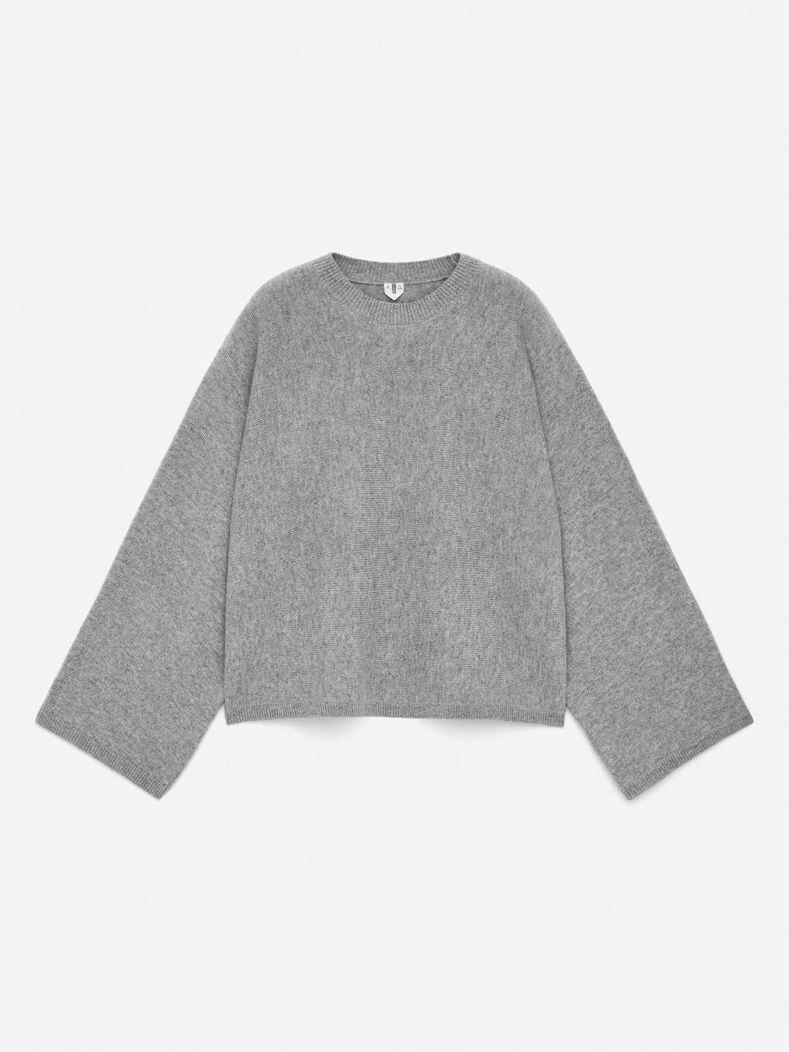 Cut-Out Pure Cashmere Jumper​ - Grey Melange - 2