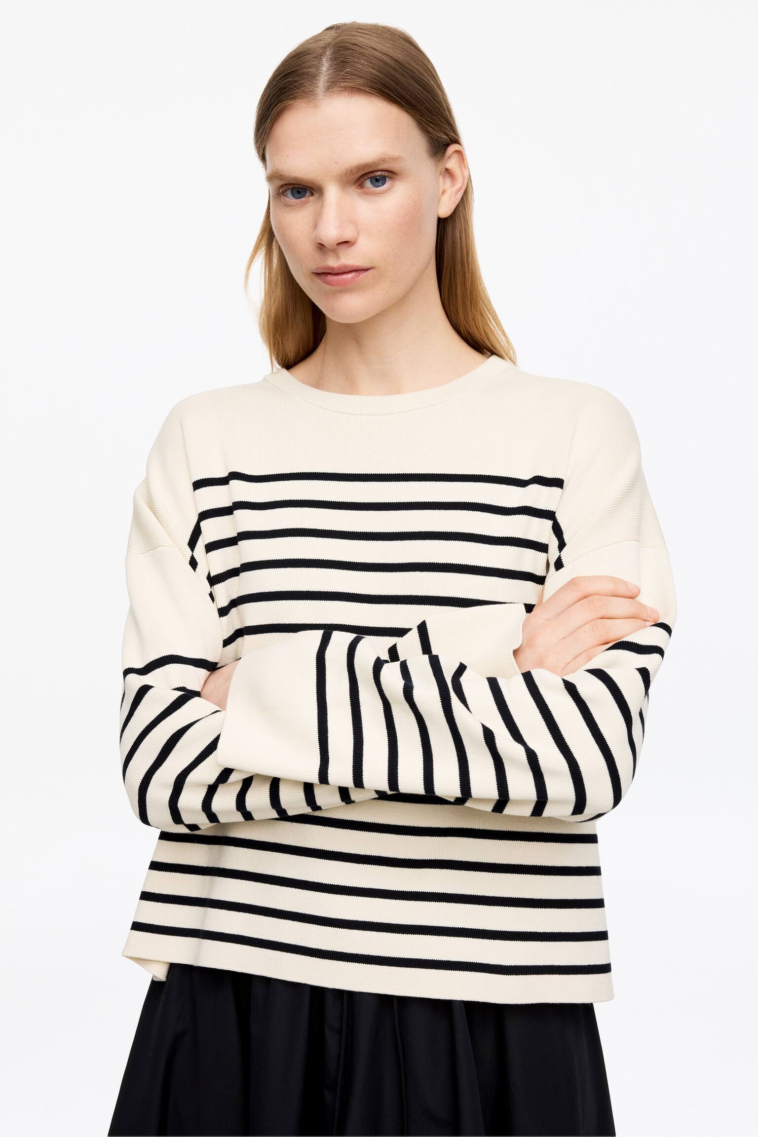 Baumwollpullover -Weiß/Dunkelblau - 4