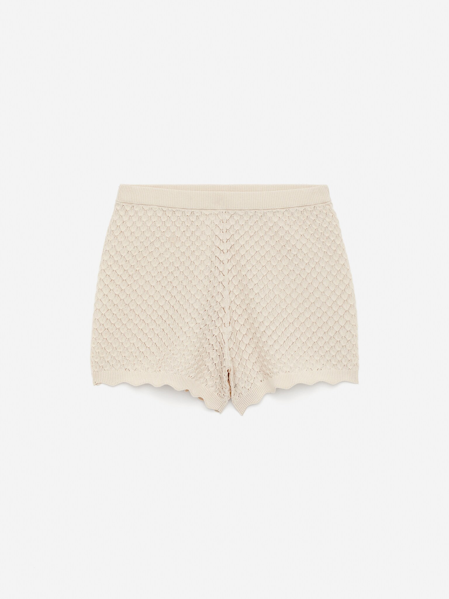 Shorts con bordi smerlati - Beige chiaro