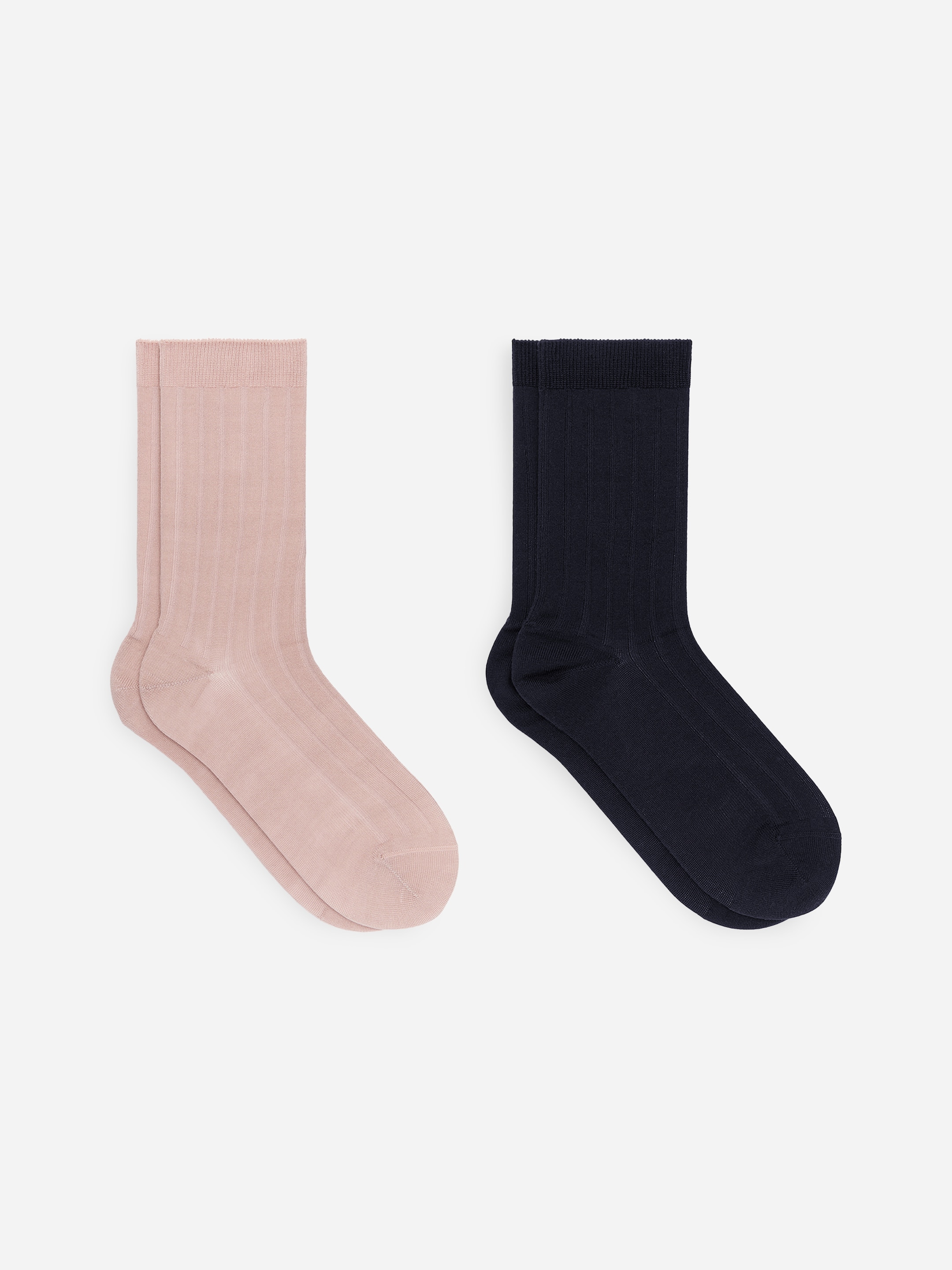 Ribbed Silk-Blend Socks - Pink/Navy - Women - StillMedia/DescriptiveStillLife - 1