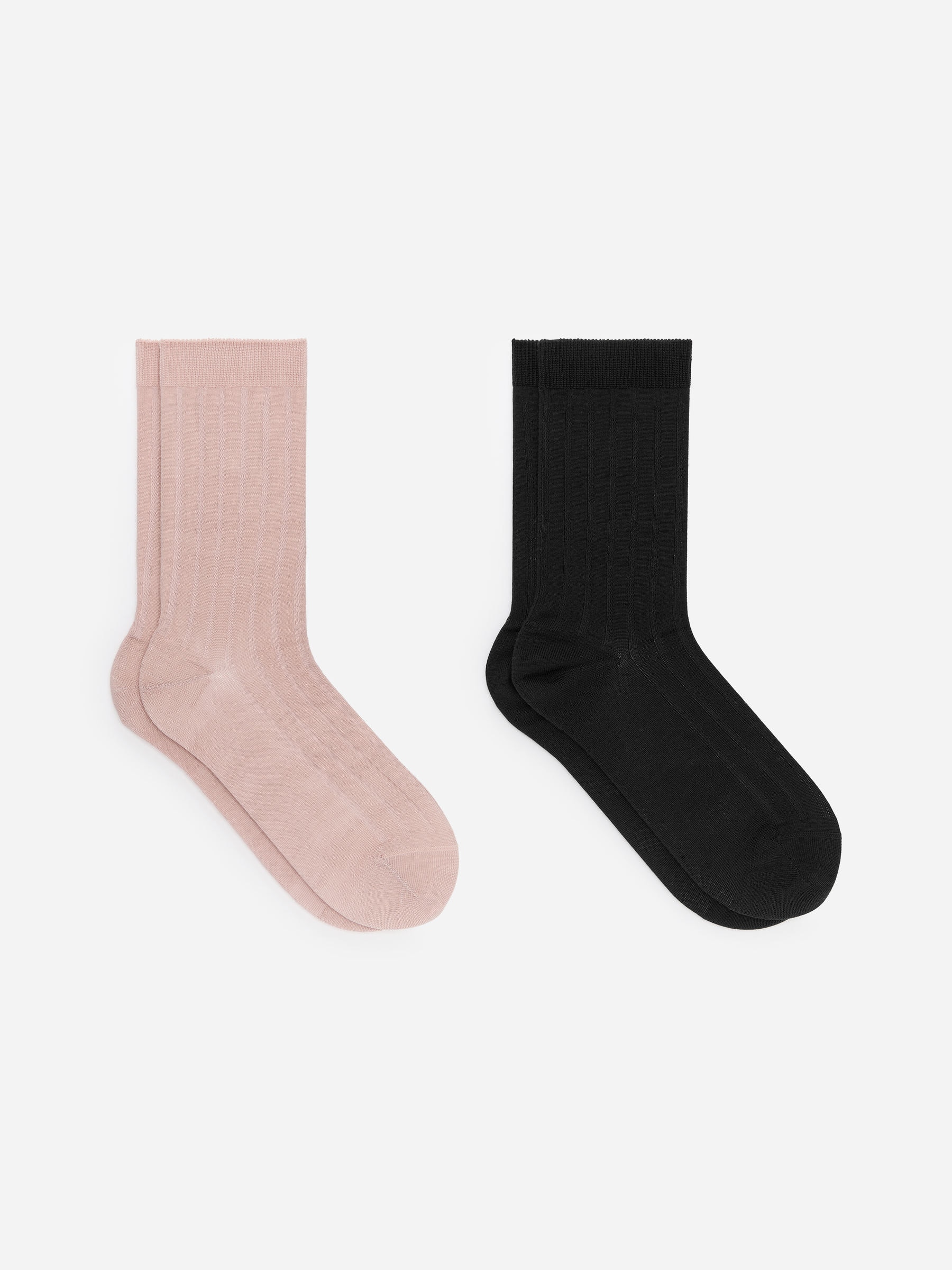 Ribbed Silk-Blend Socks-#ECE5E5-18321