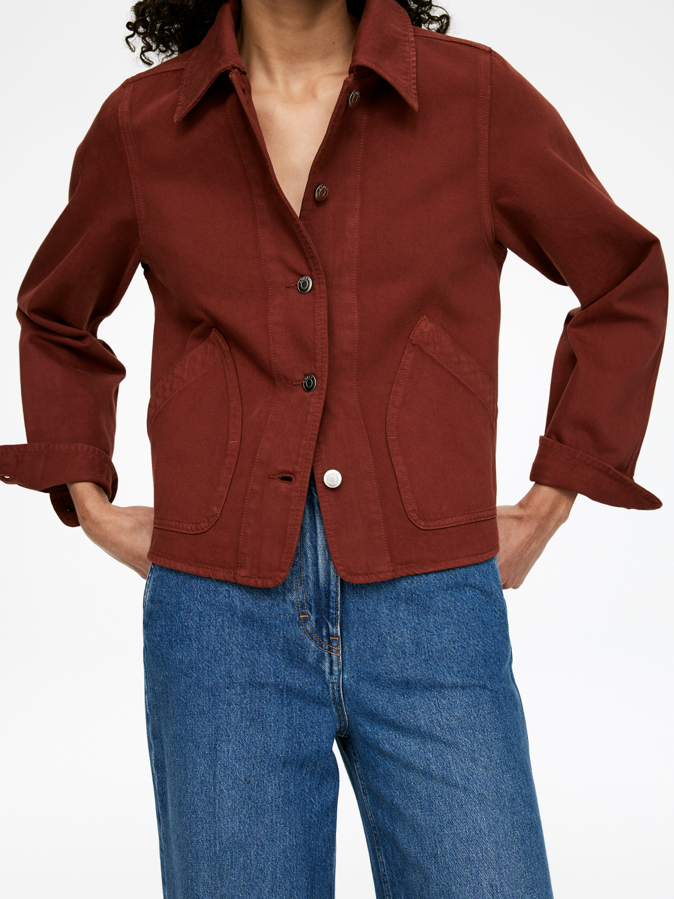 Garment-Dyed Denim Overshirt - Dark Rust - Regular fit - Women - StillMedia/Lookbook - 4