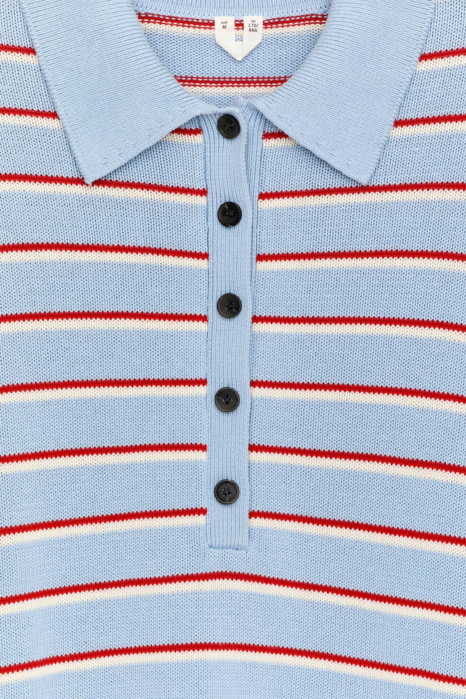 Gebreid poloshirt - Blauw/rood/wit/Beige/gestreept - 7