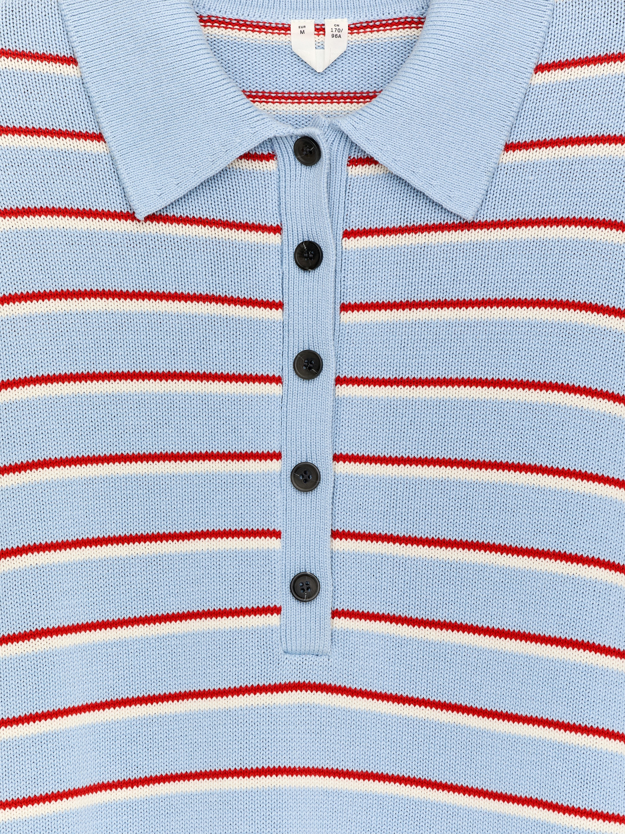 Knitted Polo Shirt - Blue/Red/White - Regular fit - Women - StillMedia/DescriptiveDetail - 2