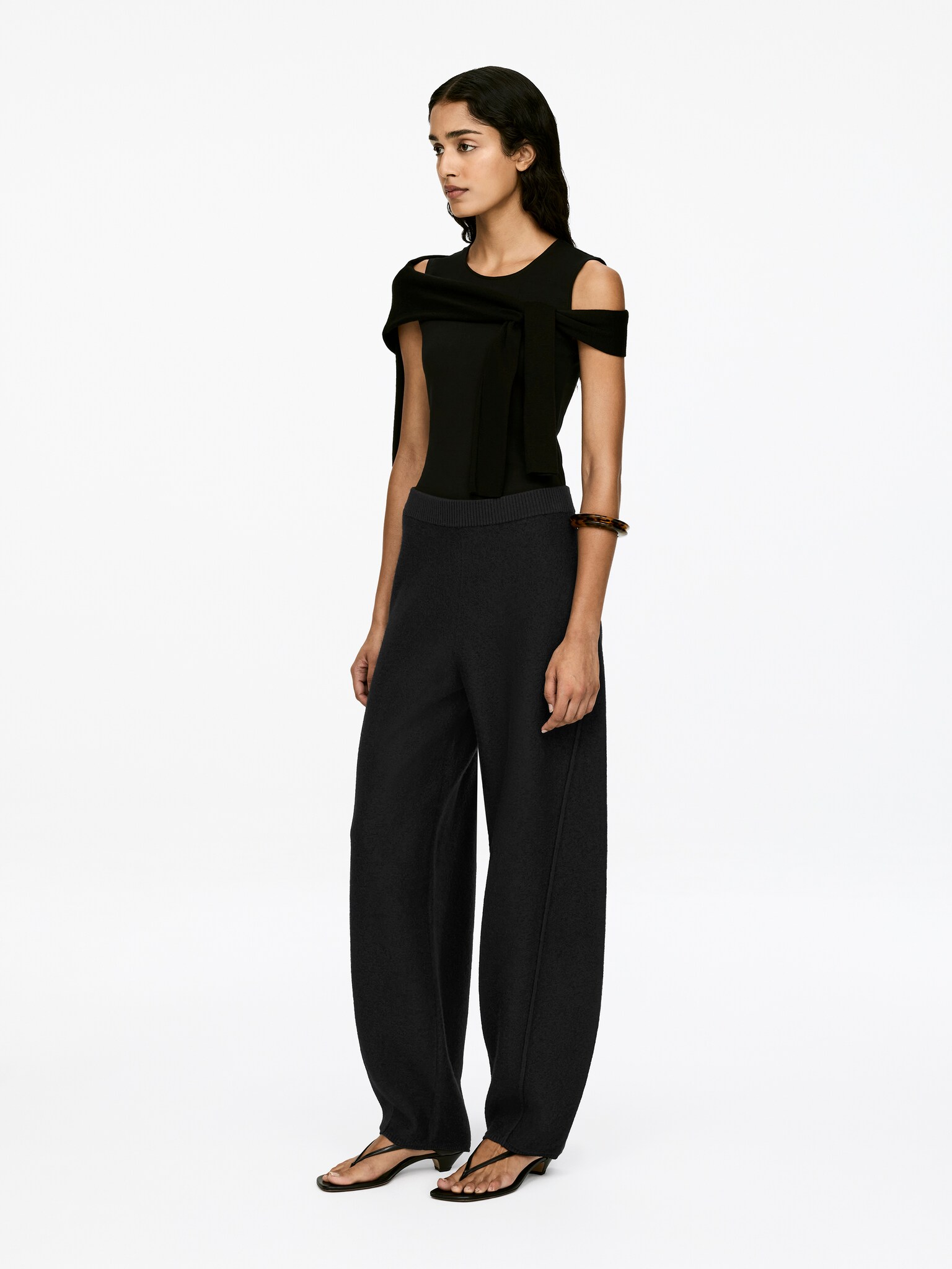 Pantalon en laine bouillie - Noir - 6