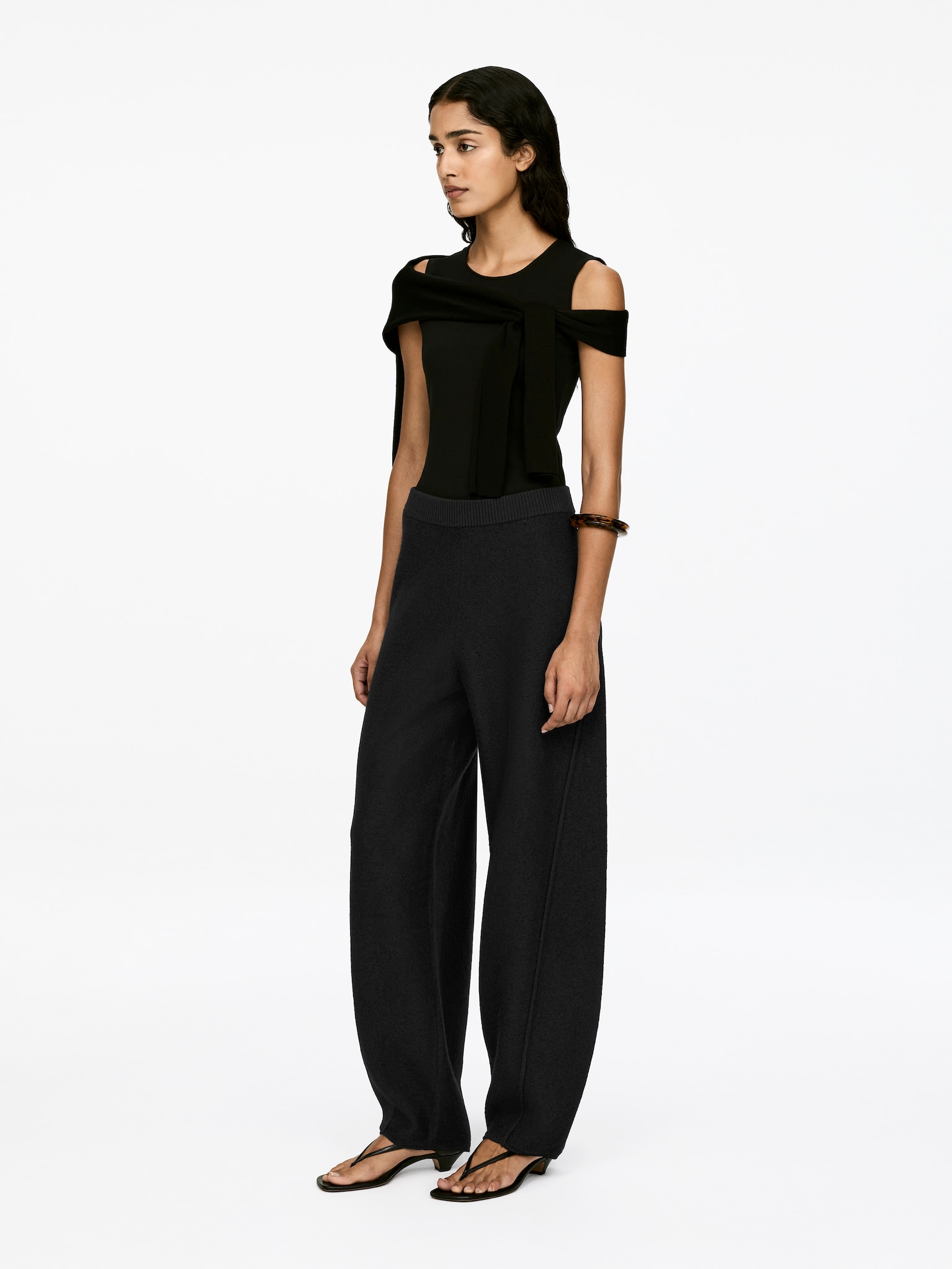 Pantalon en laine bouillie - Noir - 6