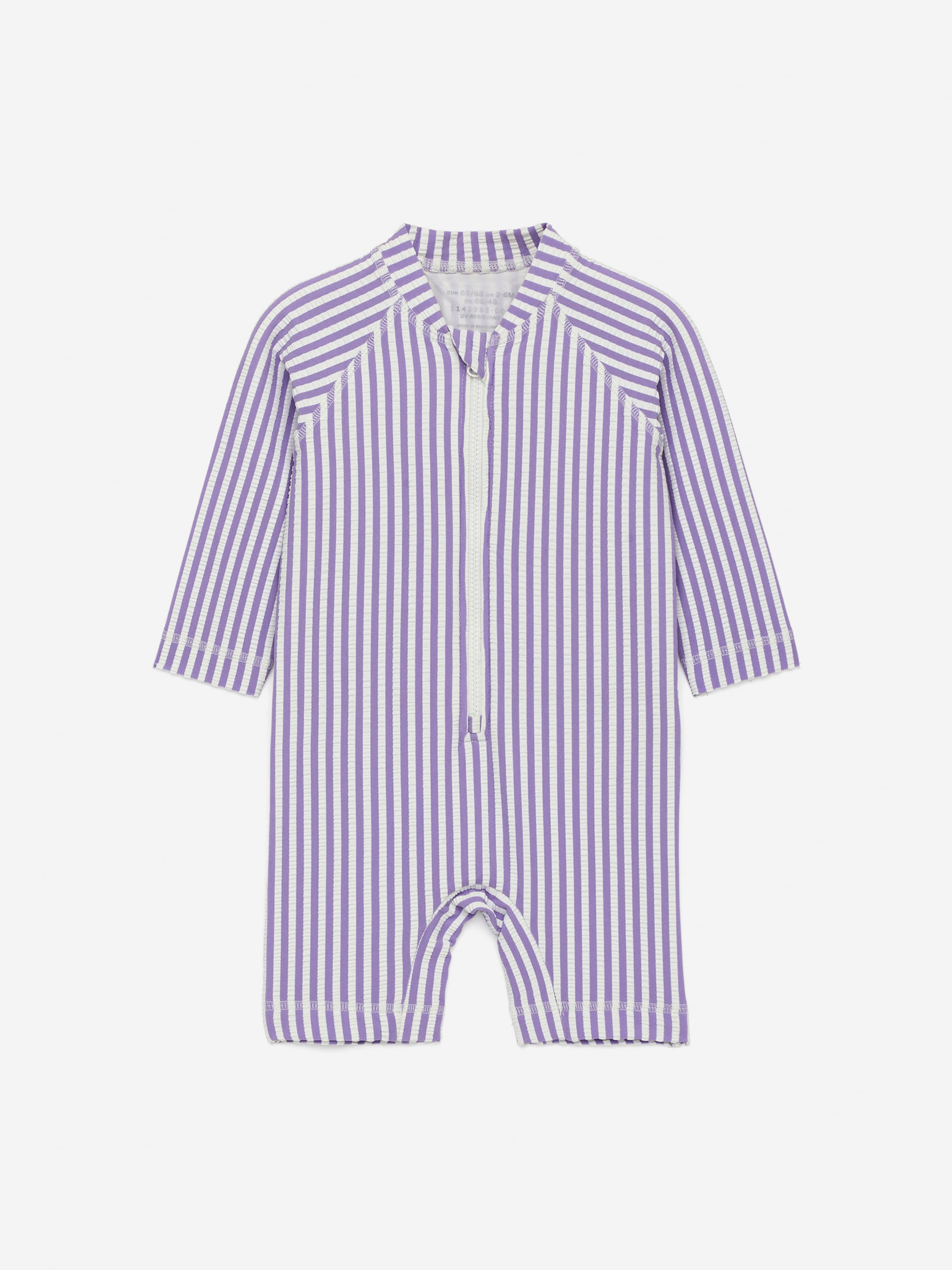 Grösseres Bild ansehen: Langärmliger Seersucker-Schwimmanzug mit UV-Schutz - Flieder/weiß - KINDER | H&M CH 1