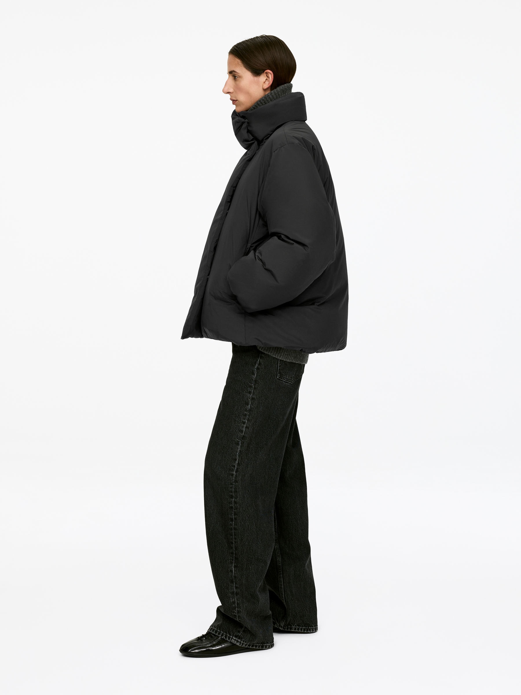 Upcycled Down High-Collar Jacket - Black - Regular fit - Women - StillMedia/Lookbook - 13