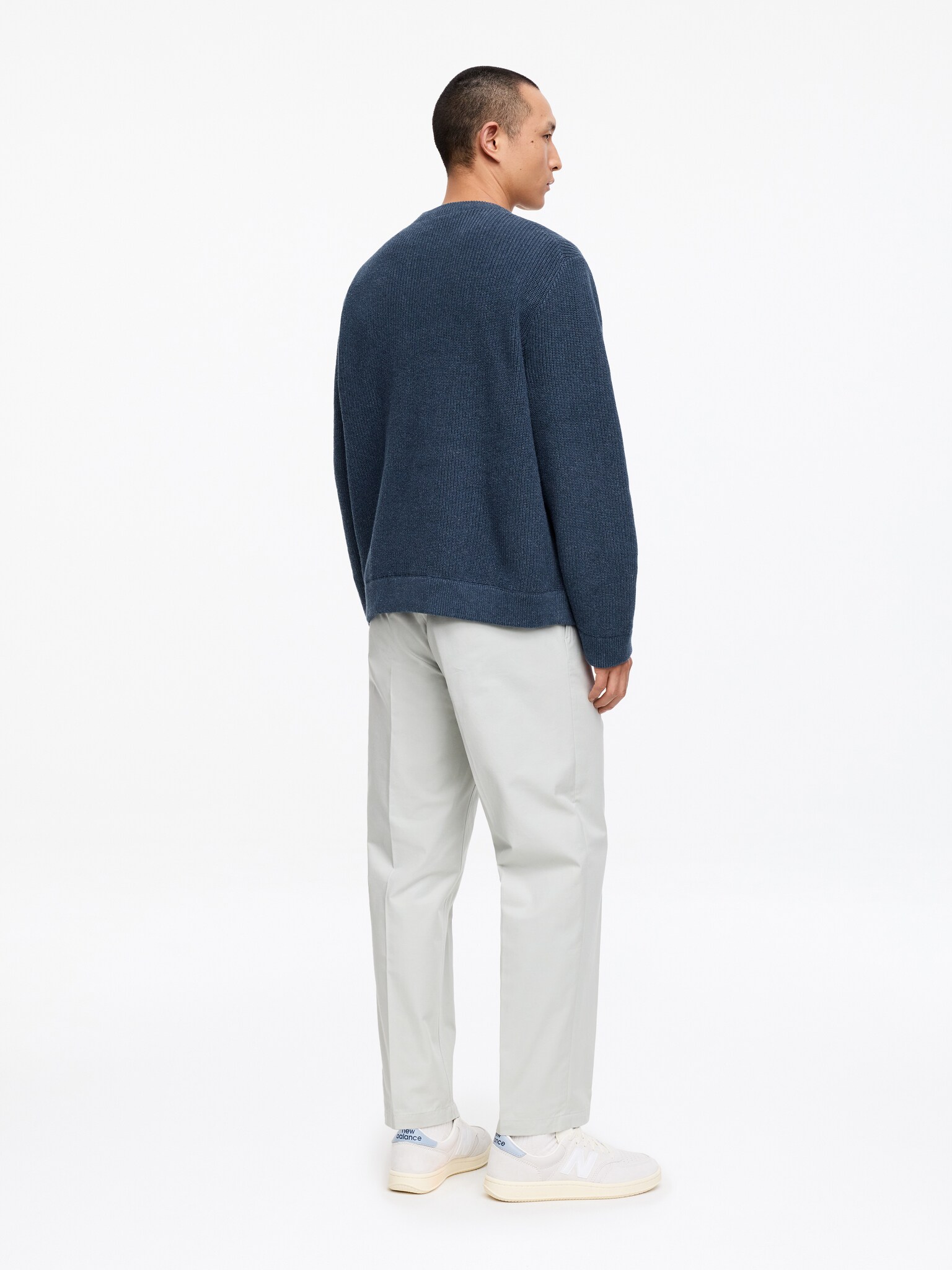 Pull en coton et lin - Bleu - 4