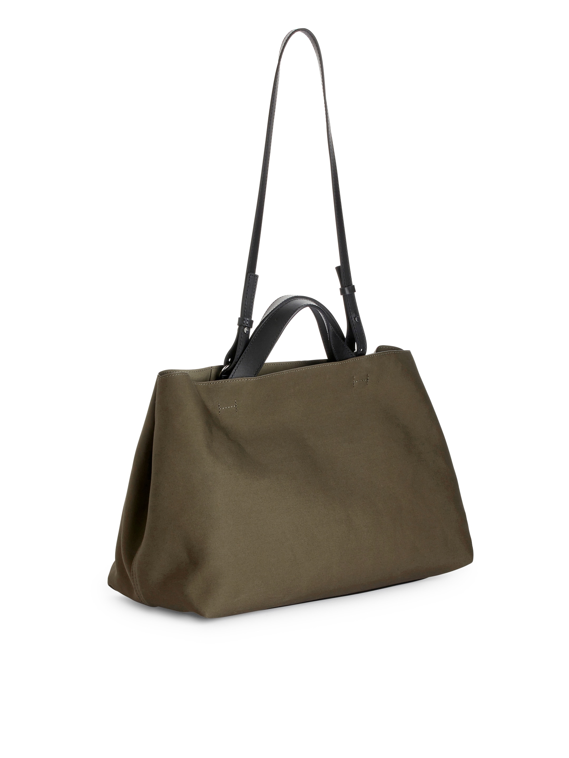Leather-Trimmed Medium Tote - Khaki Green - Women - StillMedia/DescriptiveStillLife - 3