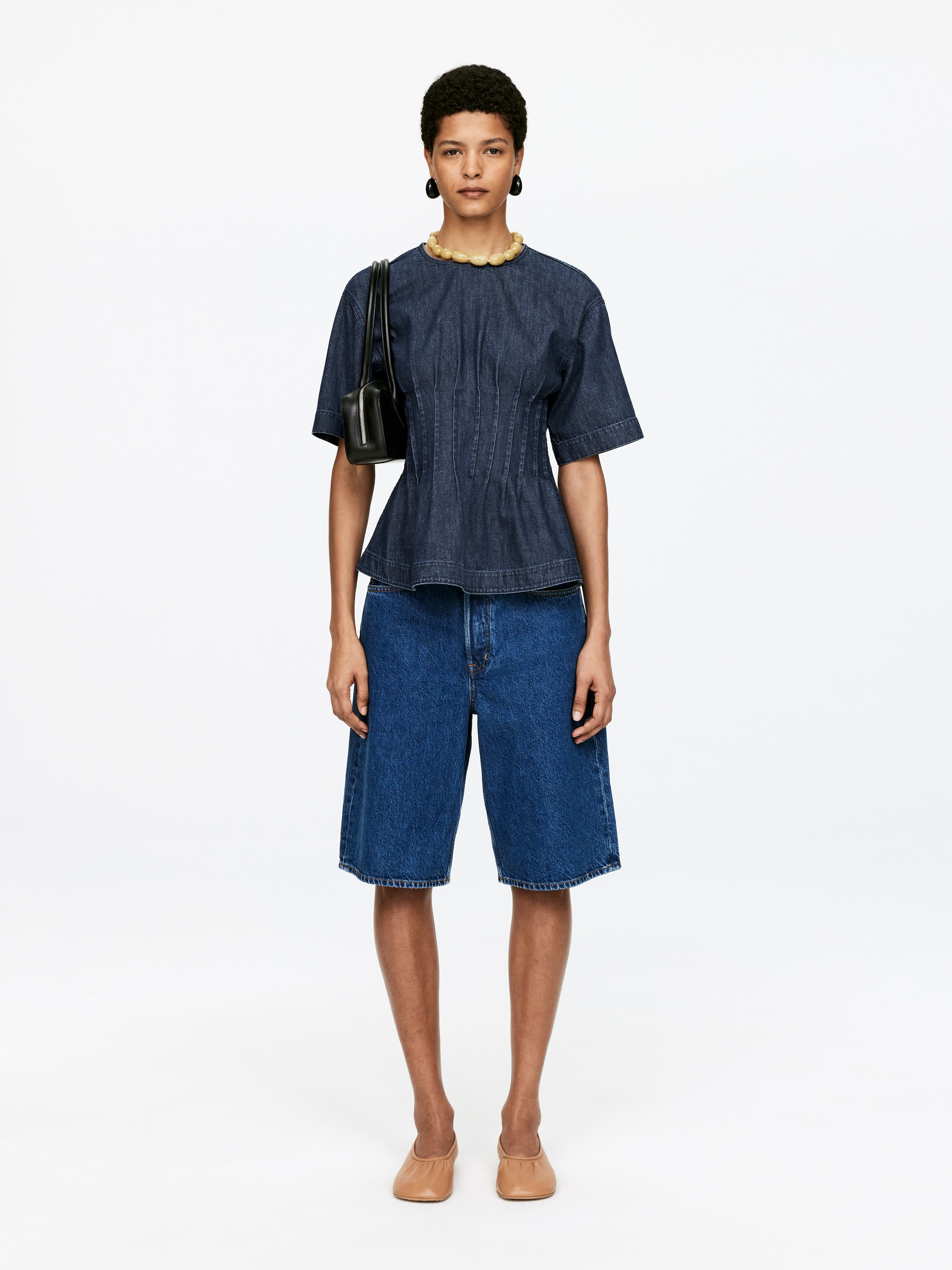 Ingrandisci l'immagine: Pleated Denim Top - Dark Blue - DONNA | H&M CH 3
