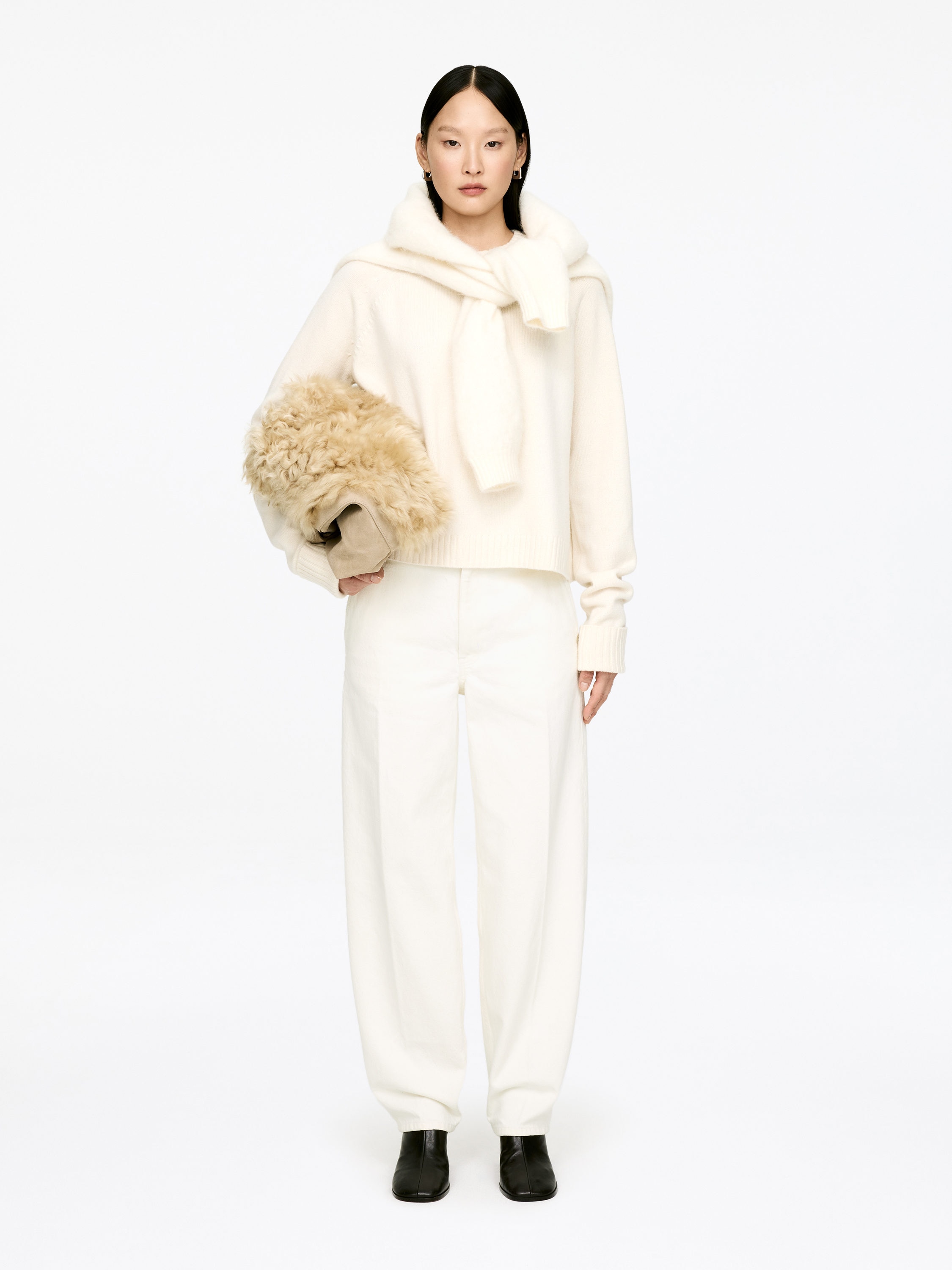 Pantalon en denim de style tailleur-#F4F3E9-14888