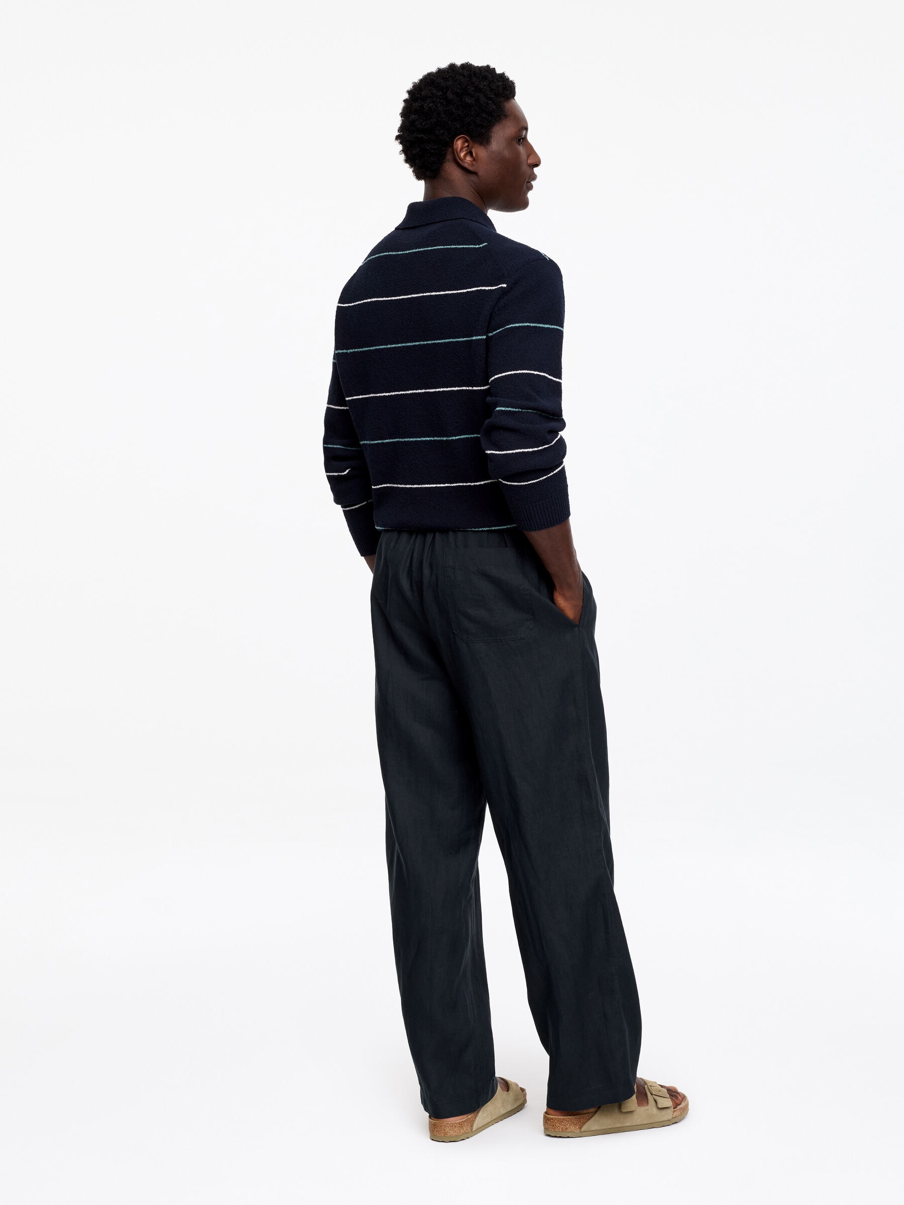 Relaxed Linen Trousers - Dark Blue - Relaxed fit - Men - StillMedia/Lookbook - 3