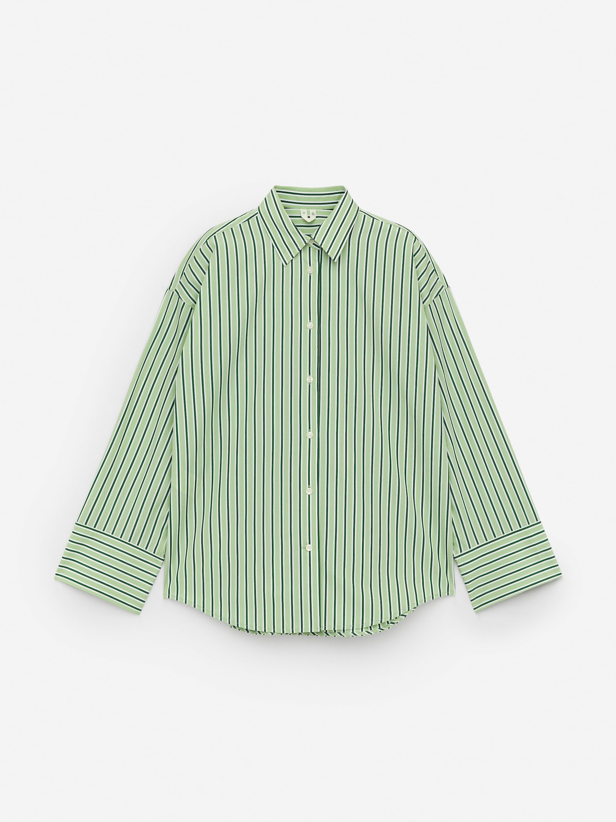 Wide-Sleeve Cotton Shirt - White/Green - Relaxed fit - Women - StillMedia/DescriptiveStillLife - 2