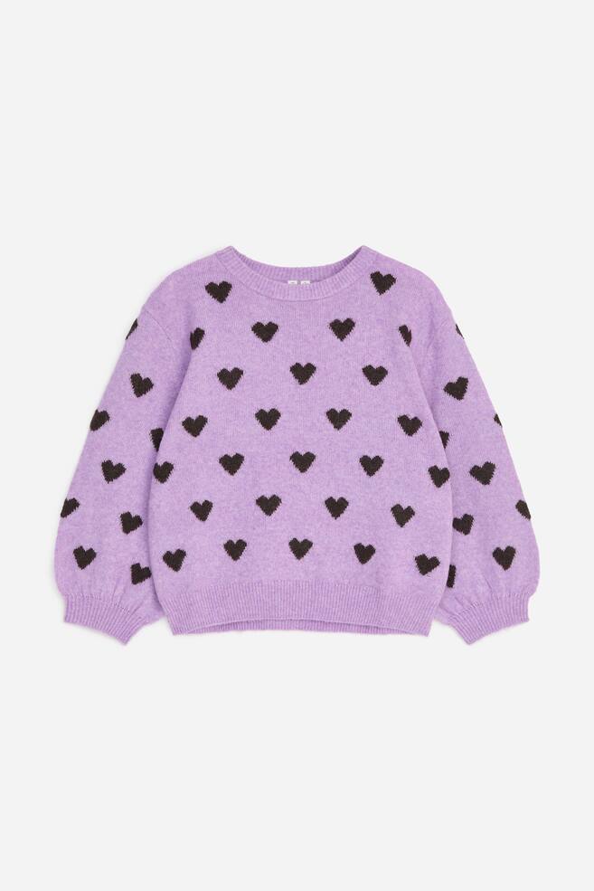 Intarsia Knit Jumper - Lilac/Hearts/Pink/Red - 1