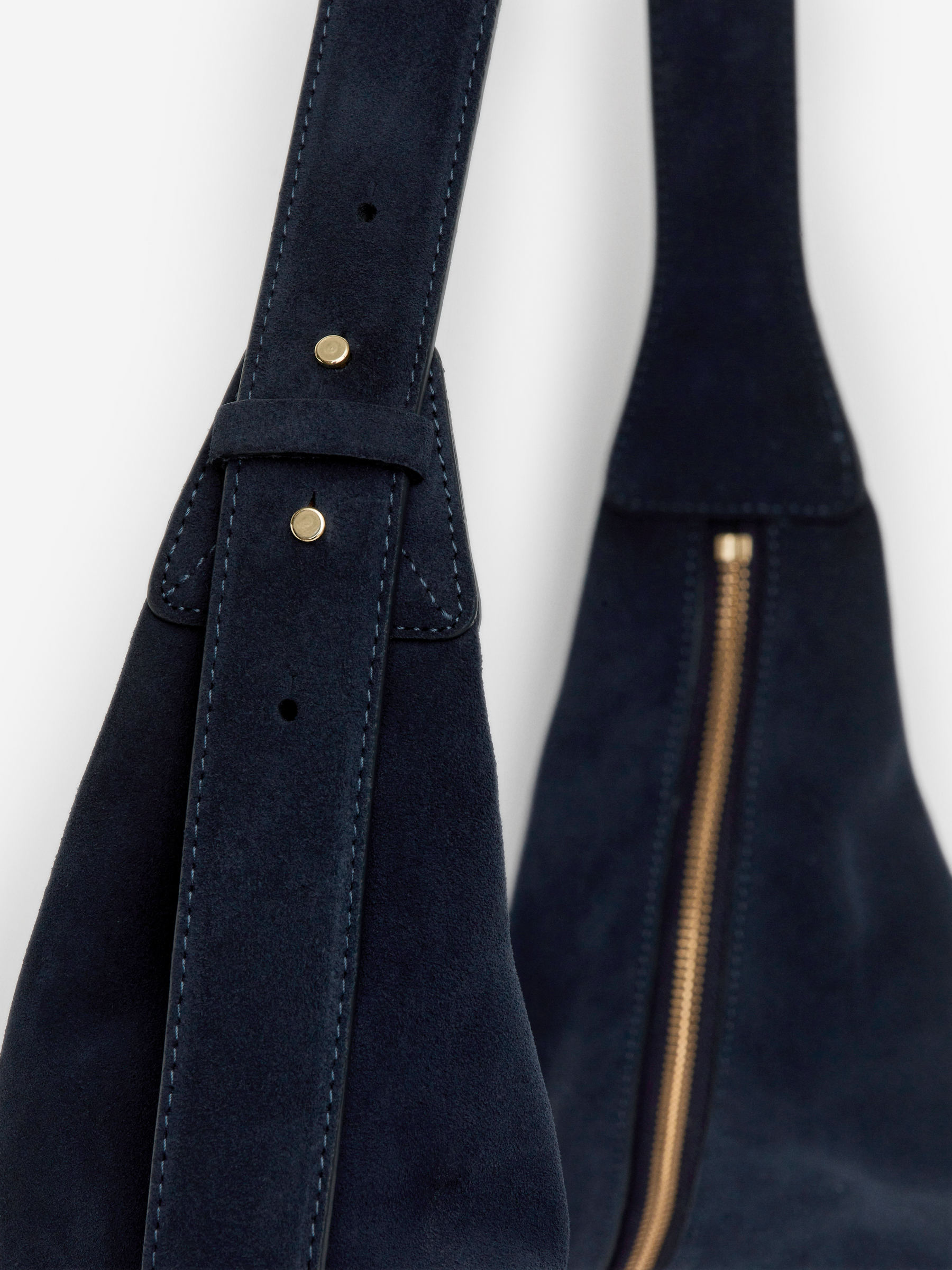 Curved Split Suede Bag - Dark Blue - Women - StillMedia/DescriptiveDetail - 11