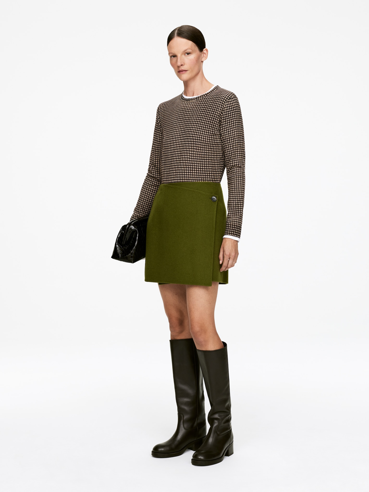 Crew-Neck Wool Jumper - Beige/Black - 5
