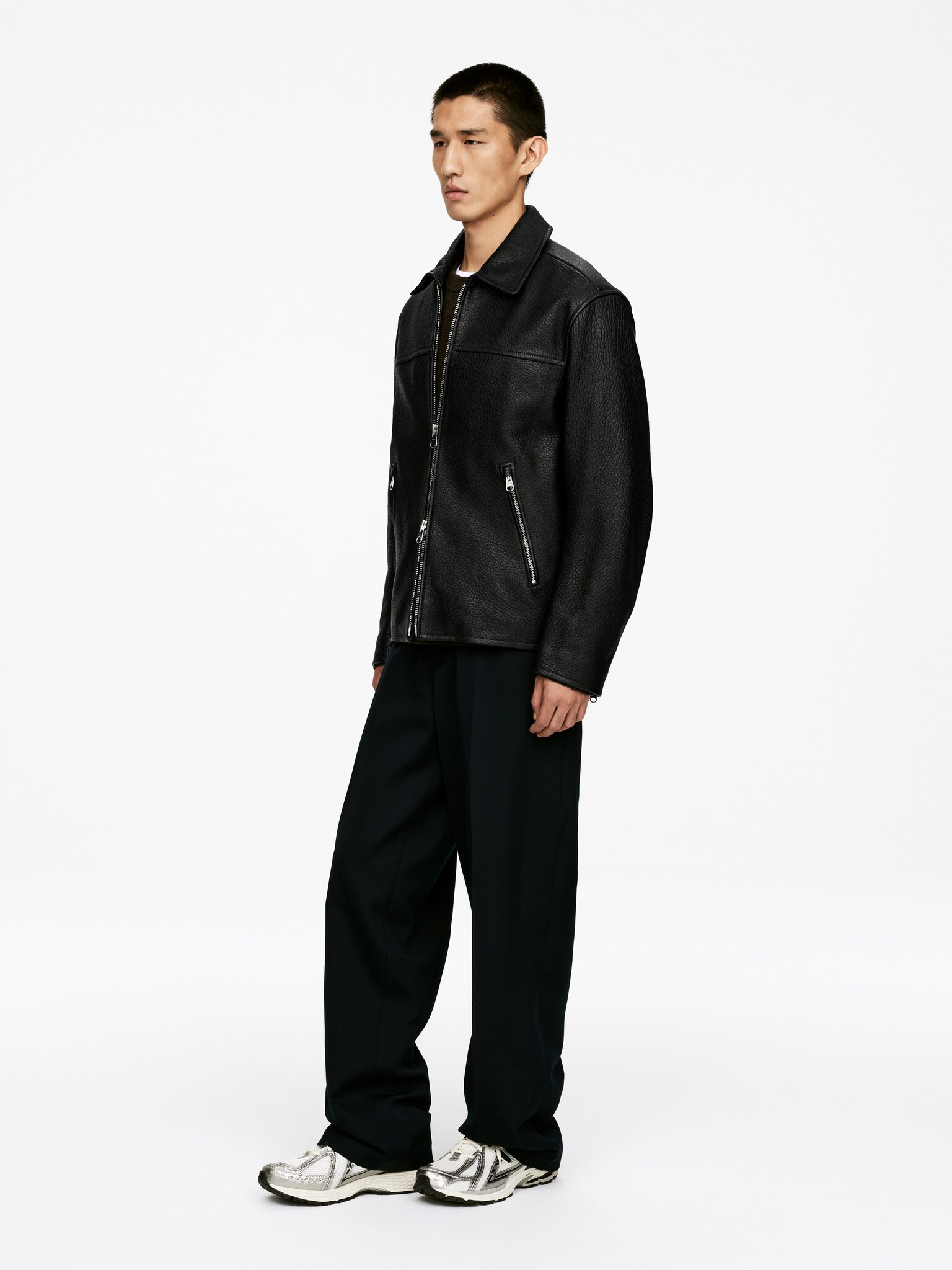Veste en cuir - Noir - 8