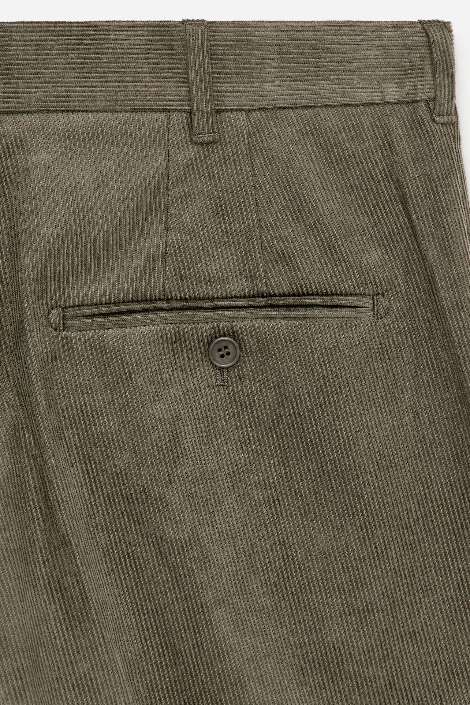 Pantalon décontracté en velours côtelé - Vert/Noir - 4