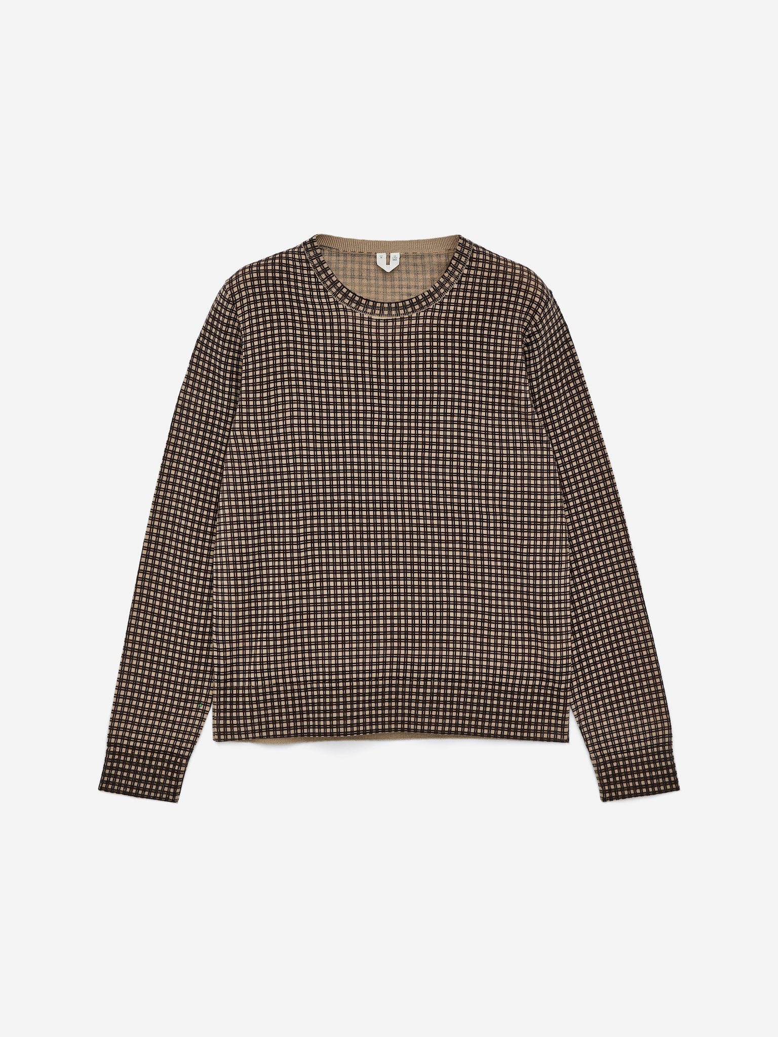 Crew-Neck Wool Jumper - Beige/Black - 2