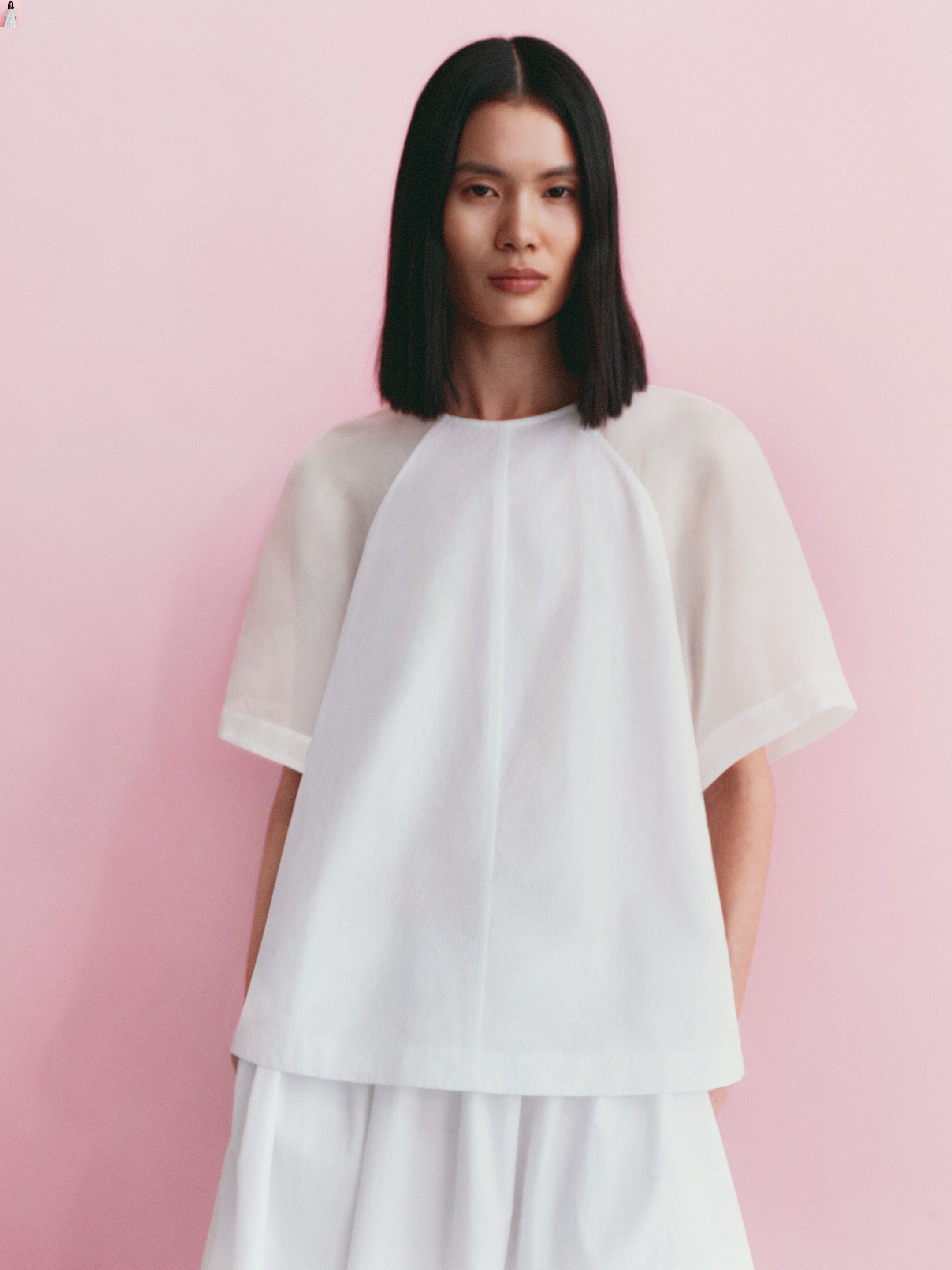 Jupe midi avec empiècements en organza - Blanc - Regular fit - Femme - StillMedia/Environmental - 1