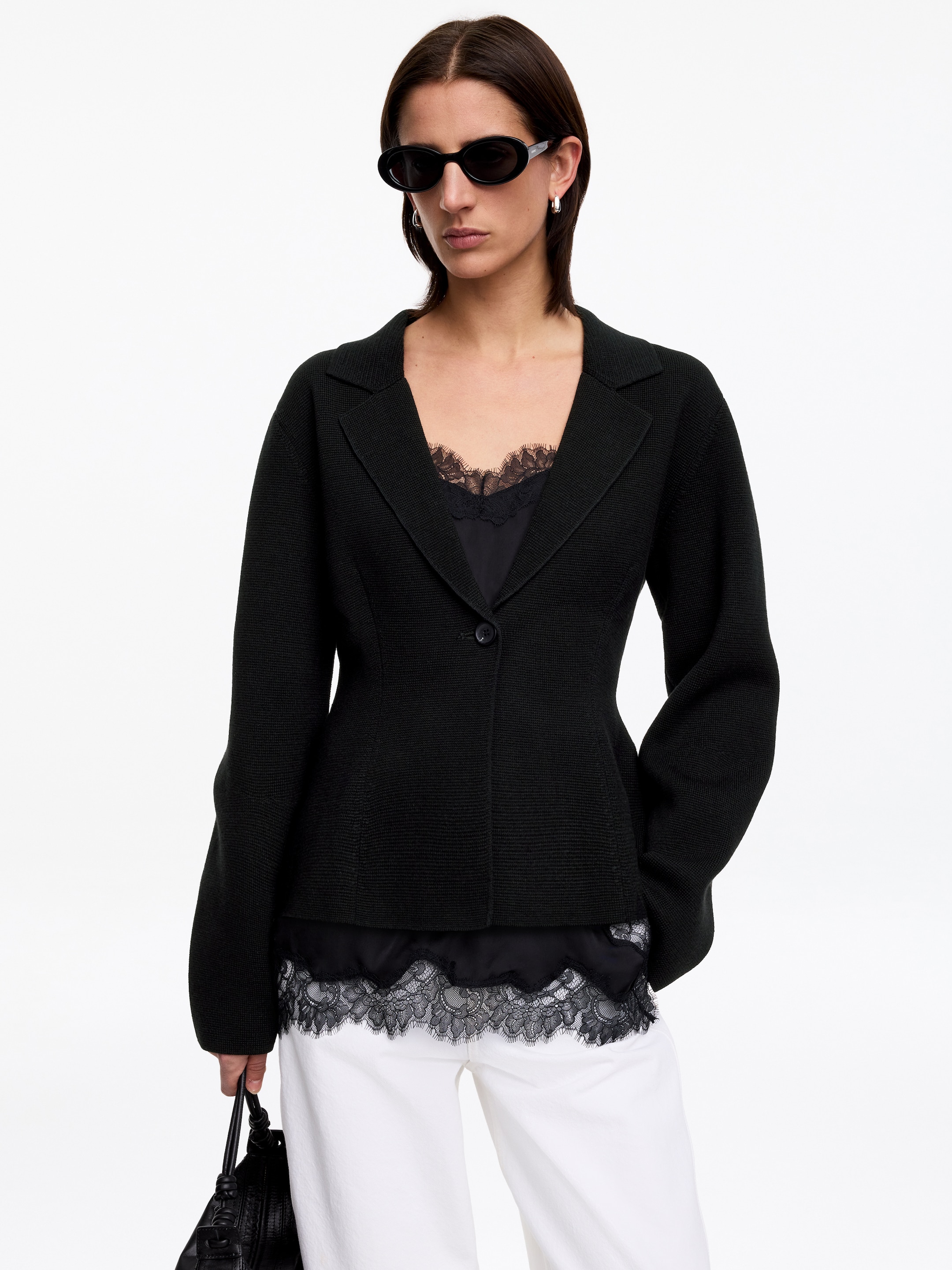 Veste en maille en laine et coton - Noir - Regular fit - Femme - StillMedia/Lookbook - 10