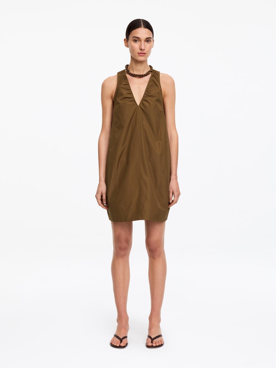 ARKET Women's  Gathered V-Neck Dress Brown,  size S