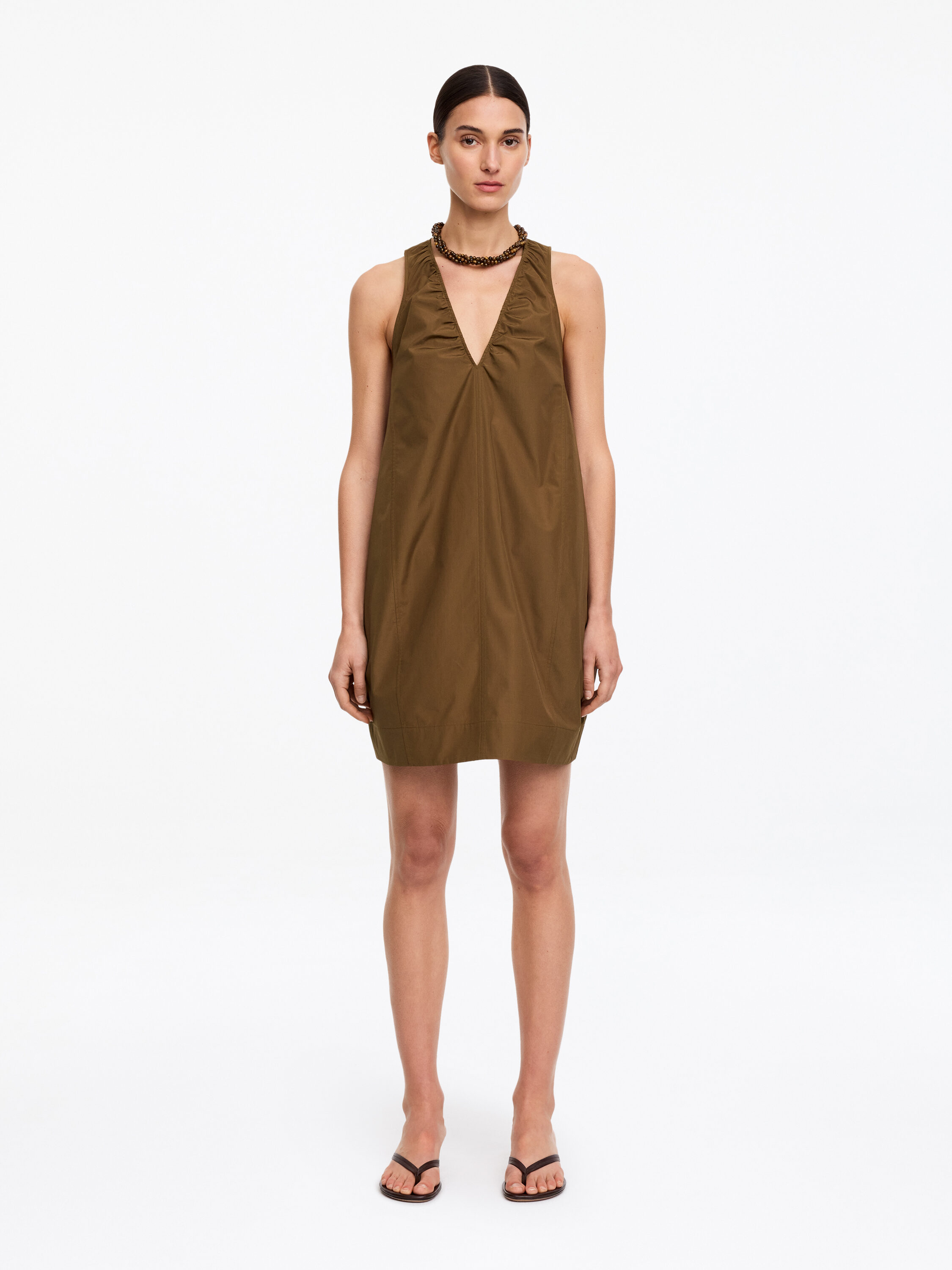 Gathered V-Neck Dress
