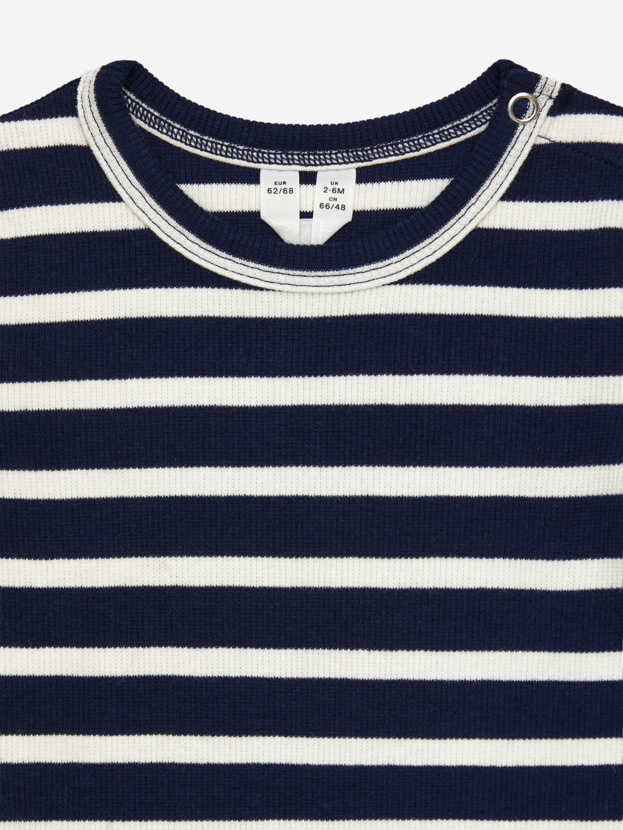 Ribbstickad långärmad body - Mörkblå/off-white - Children - StillMedia/DescriptiveDetail - 1
