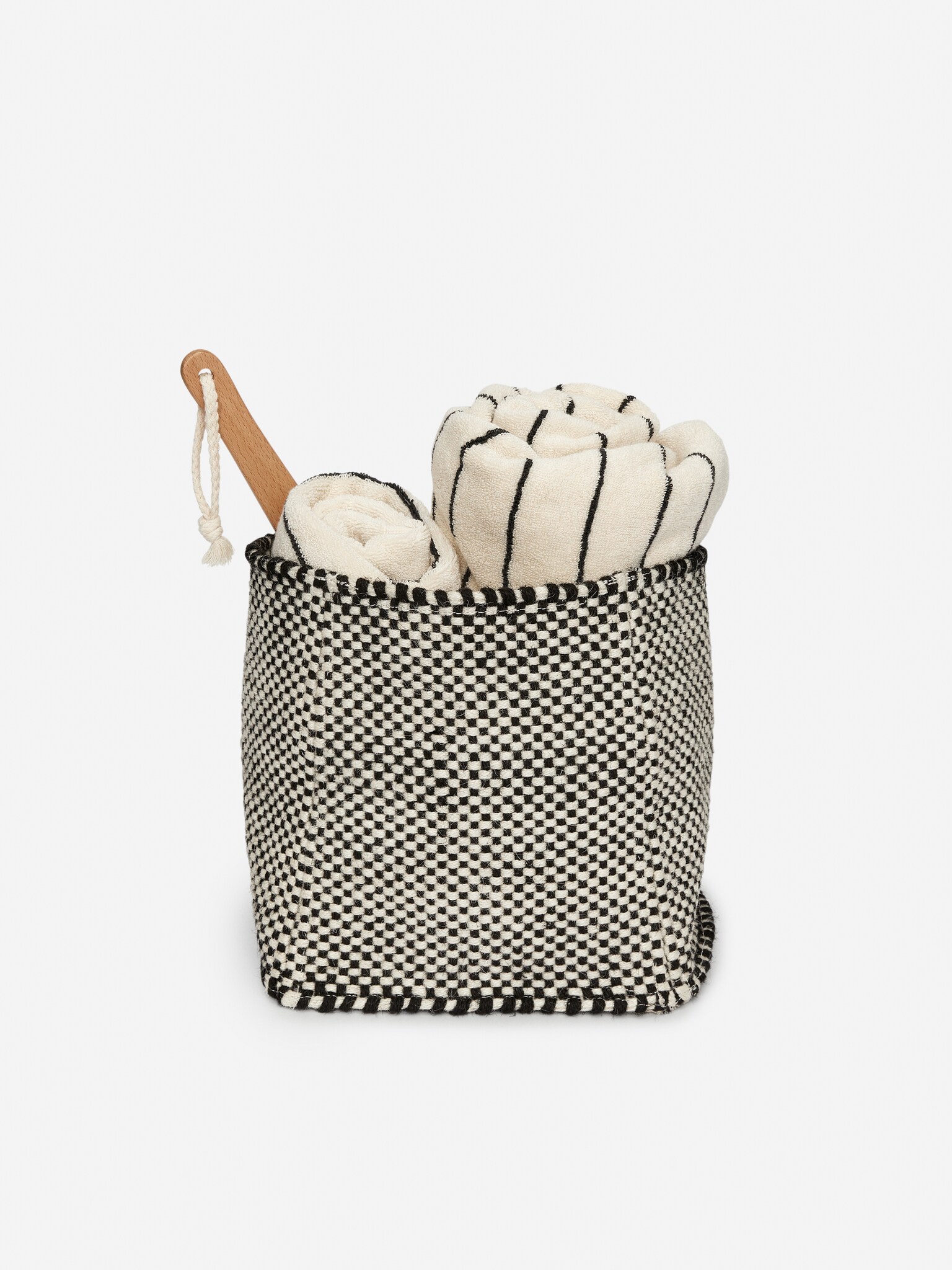 Jute Storage Basket 25 cm - Black/Off White/Beige/Off White - 3