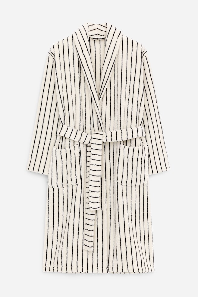 Uniseks katoenen badstof badjas - Offwhite/zwart/Kakigroen/Blauw - 1